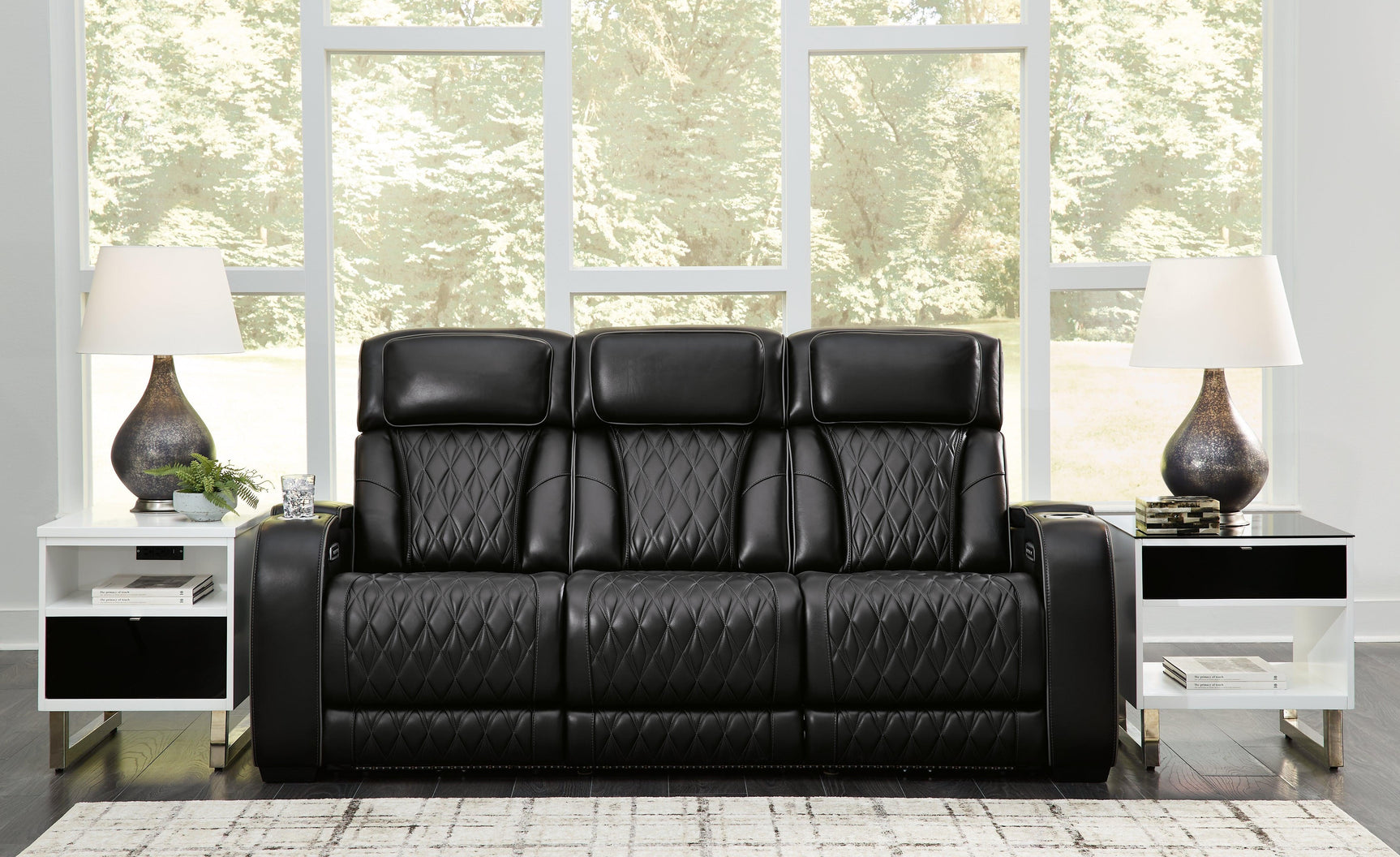Boyington Black Leather Power Reclining Sofa - Ella Furniture