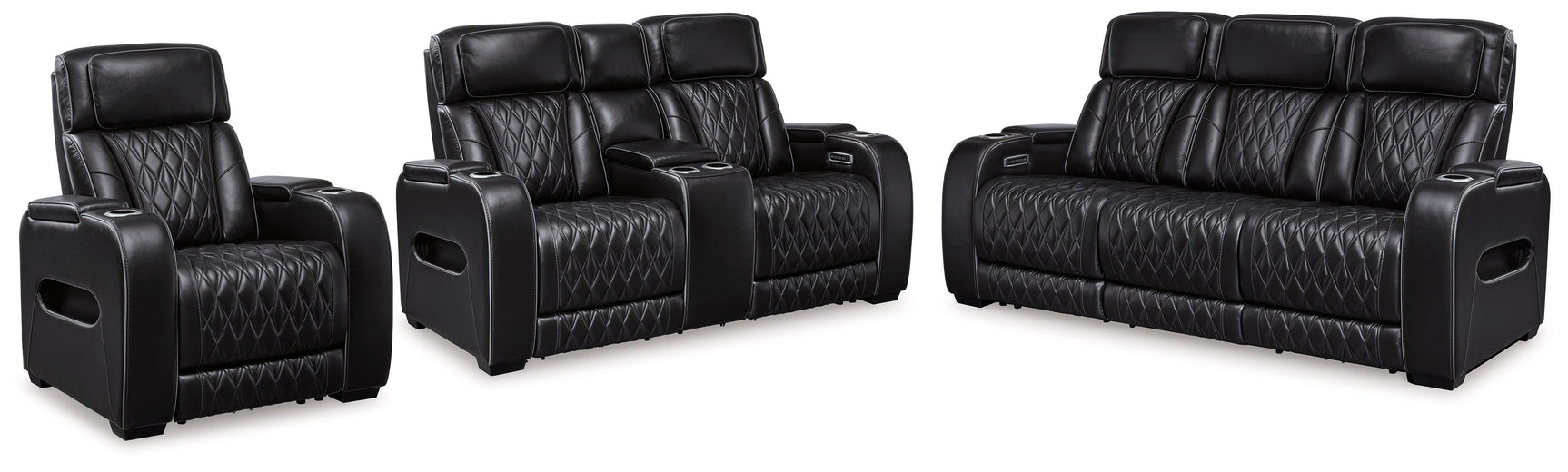 Boyington Black Sofa, Loveseat And Recliner - Ella Furniture