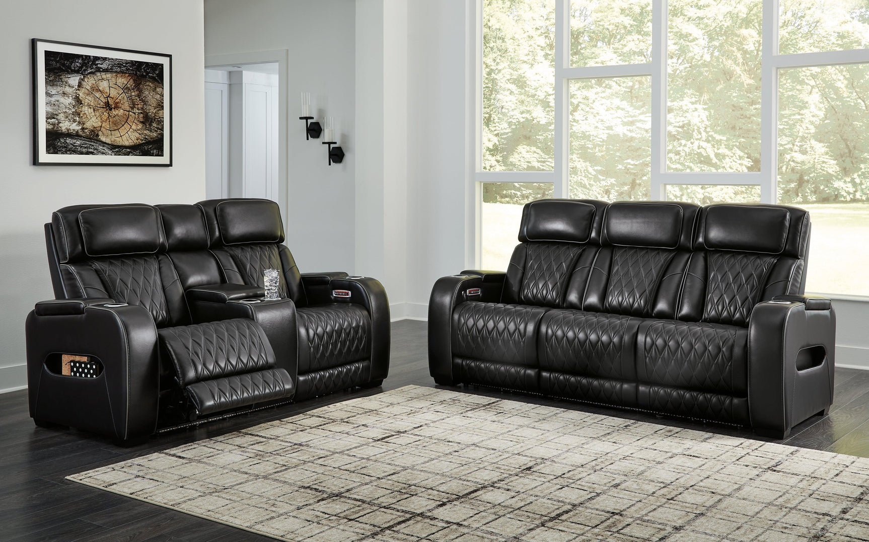 Boyington Black Sofa, Loveseat And Recliner - Ella Furniture