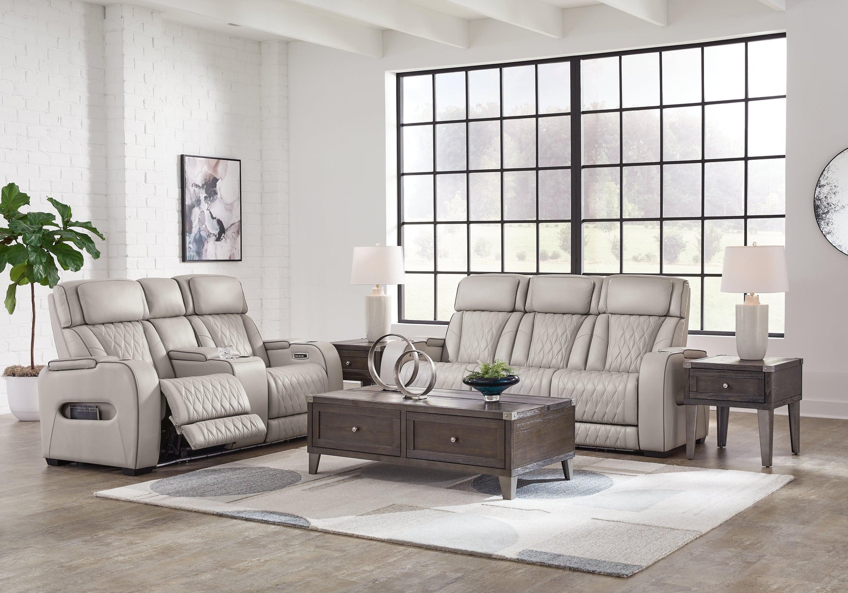 Boyington Gray Sofa And Loveseat - Ella Furniture