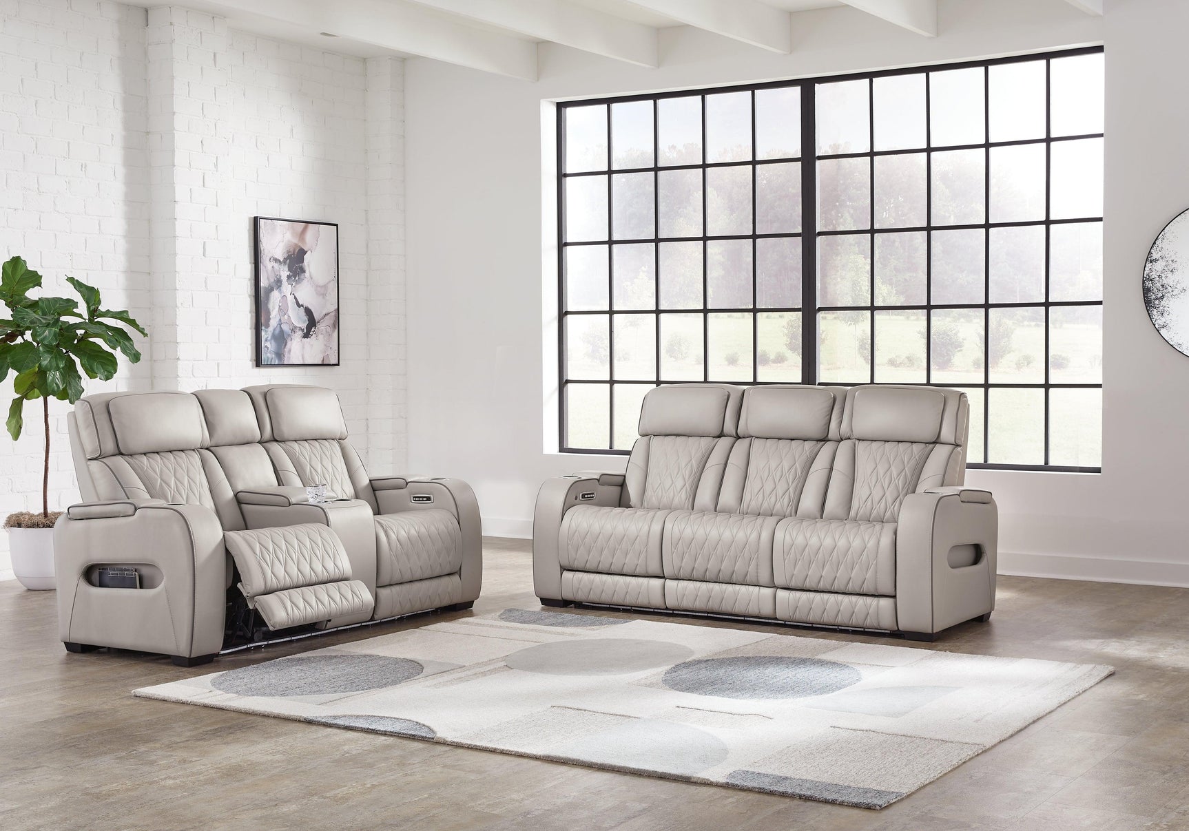 Boyington Gray Sofa, Loveseat And Recliner - Ella Furniture