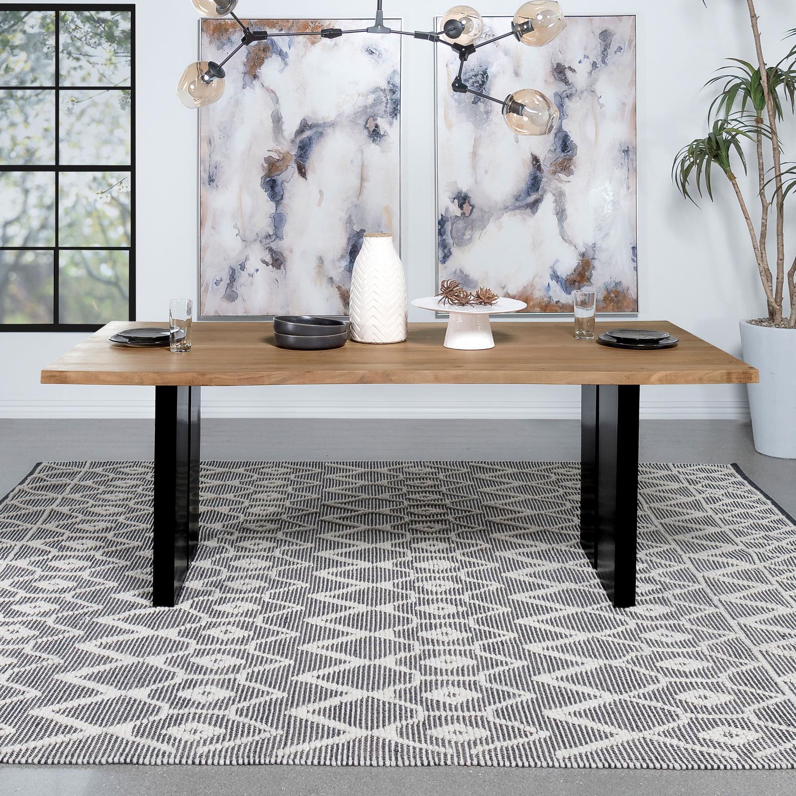 Bradshaw Rectangular Live Edge Dining Table Natural Acacia And Black 115541 - Ella Furniture
