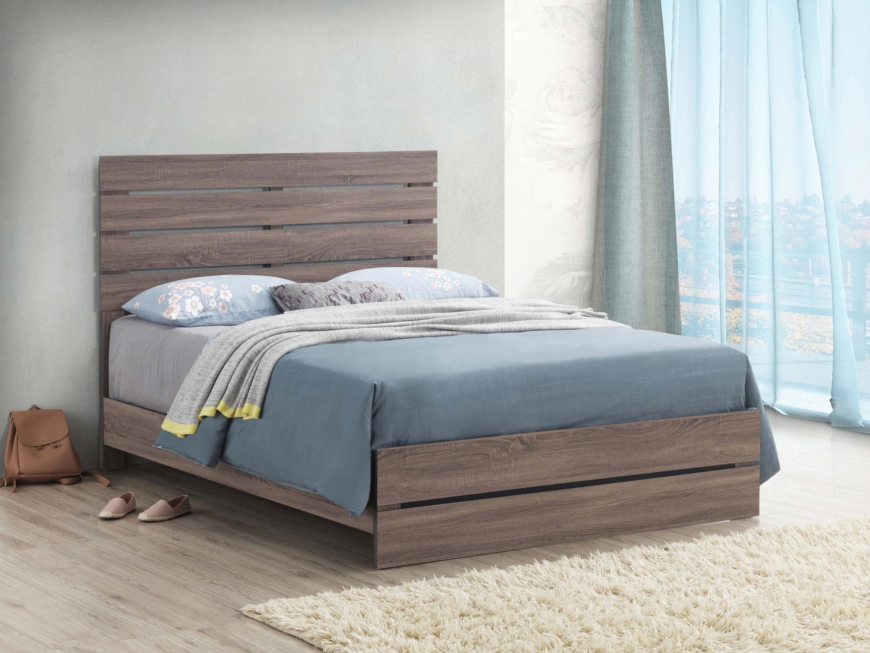 BRANTFORD COLLECTION Brantford Wood Eastern King Panel Bed Barrel Oak 207041KE - Ella Furniture