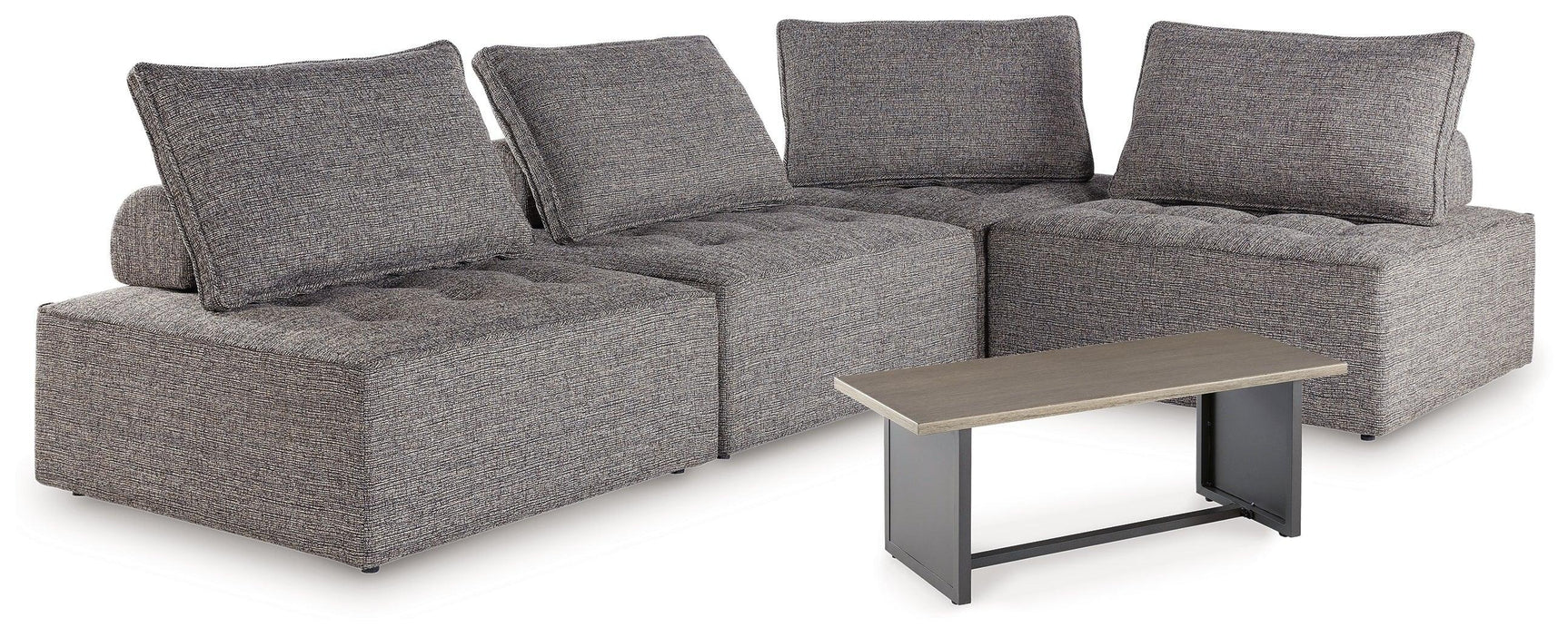 Bree Brown Zee 4-Piece Outdoor Sectional With End Table - Ella Furniture