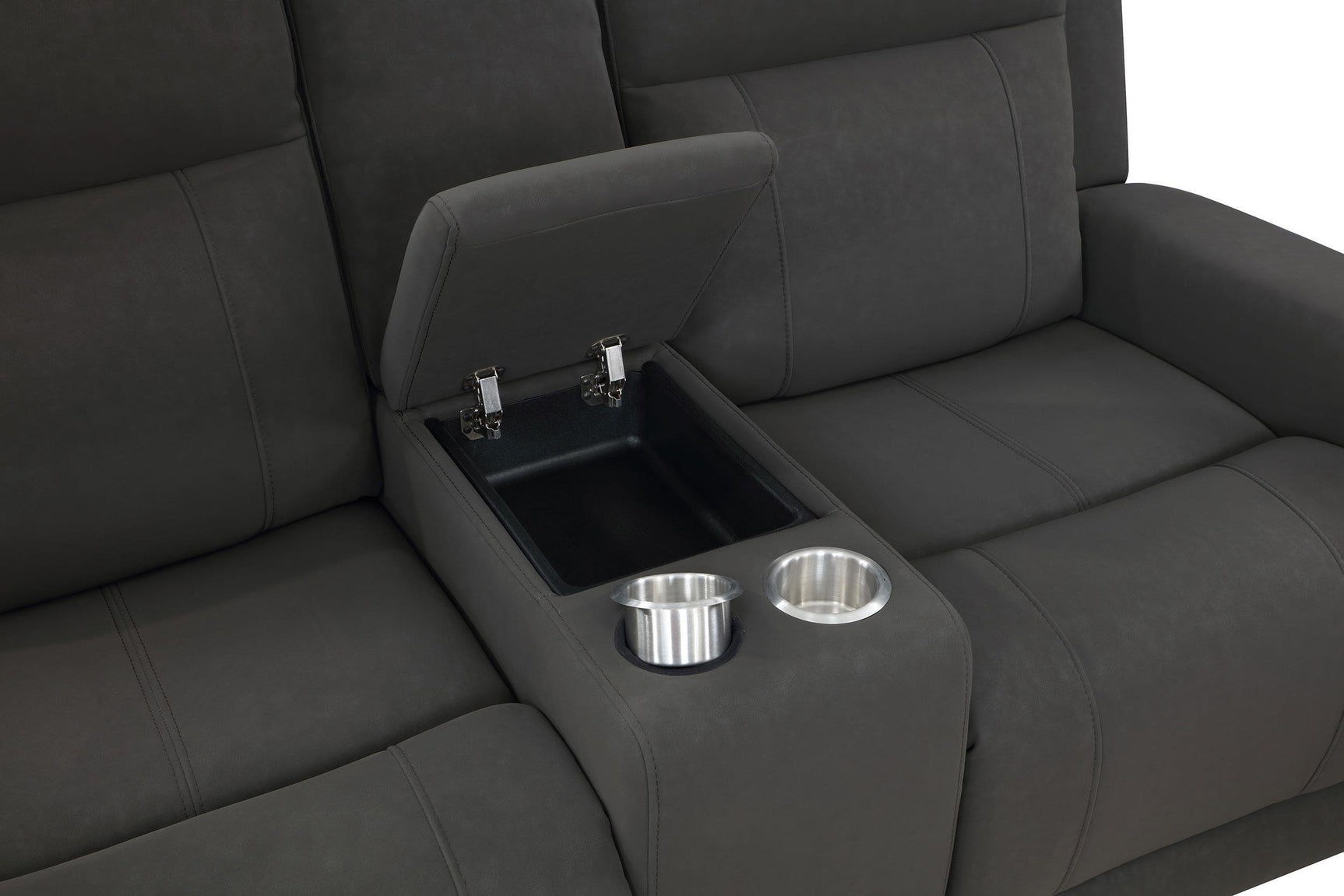 Brentwood Upholstered Motion Reclining Loveseat Black 610285 - Ella Furniture