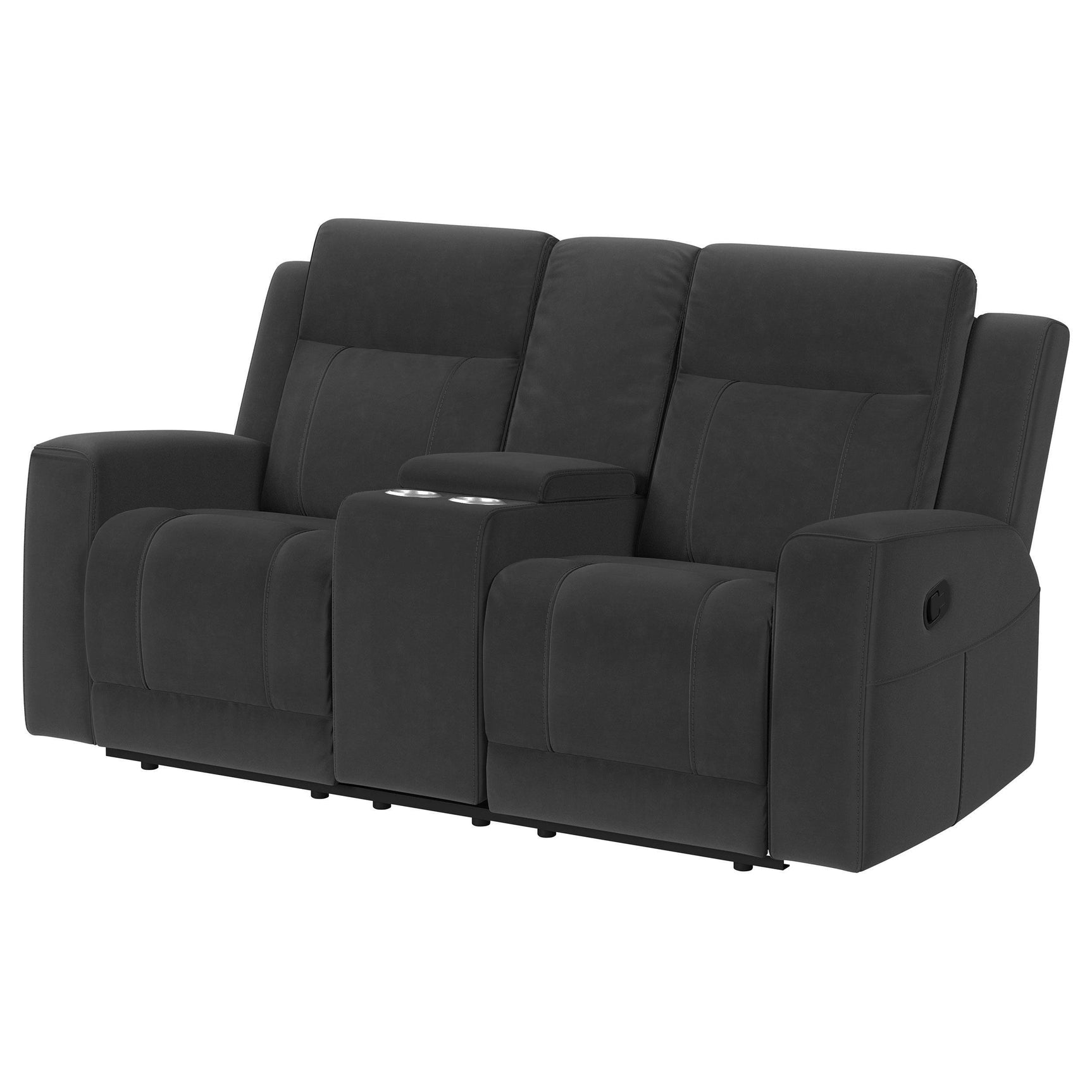 Brentwood Upholstered Motion Reclining Loveseat Black 610285 - Ella Furniture