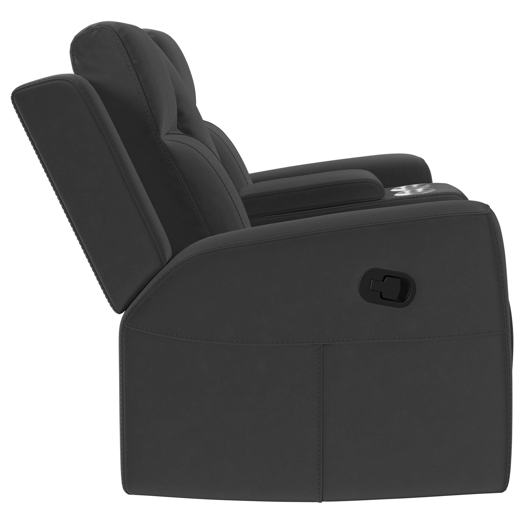 Brentwood Upholstered Motion Reclining Loveseat Black 610285 - Ella Furniture