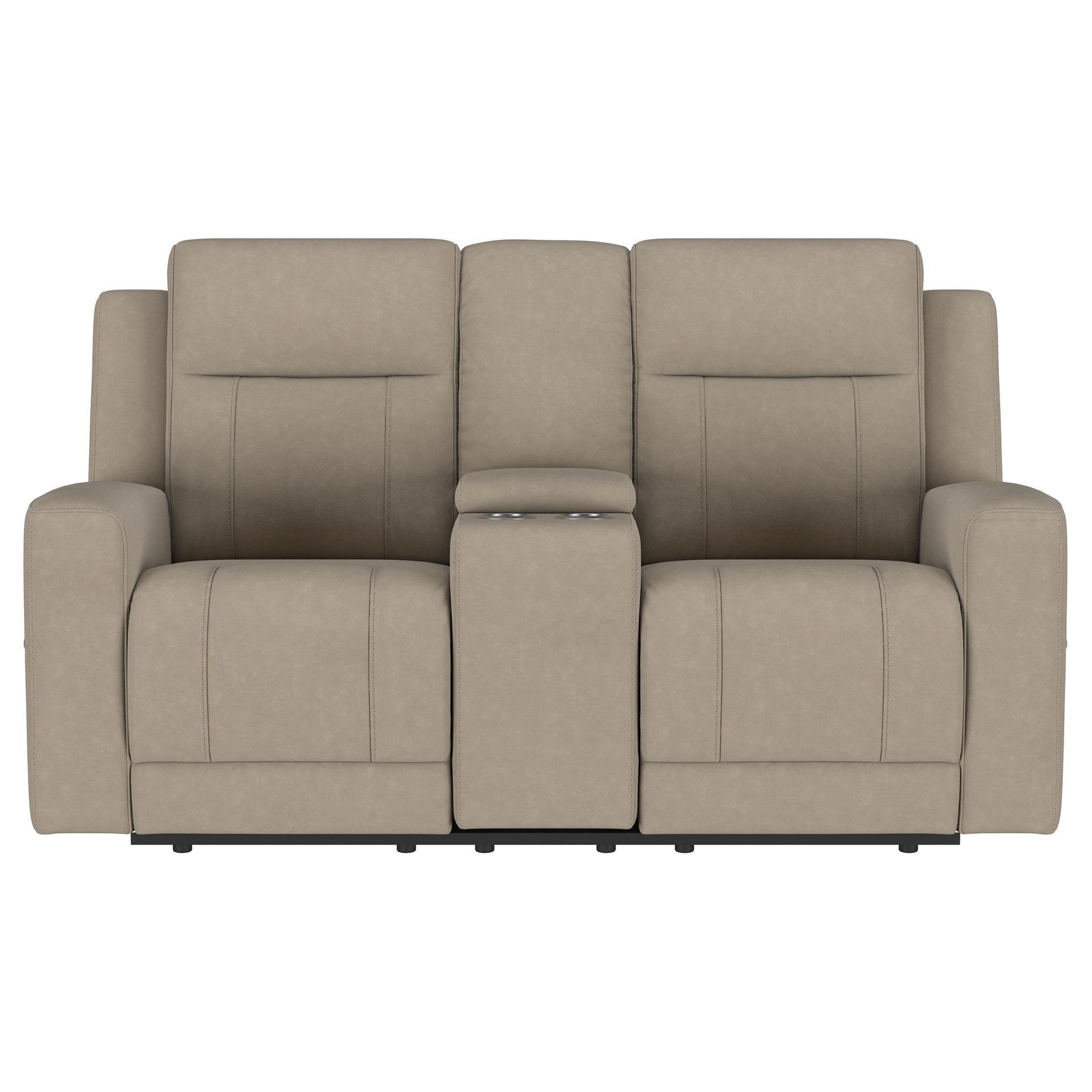 Brentwood Upholstered Motion Reclining Loveseat Taupe 610282 - Ella Furniture