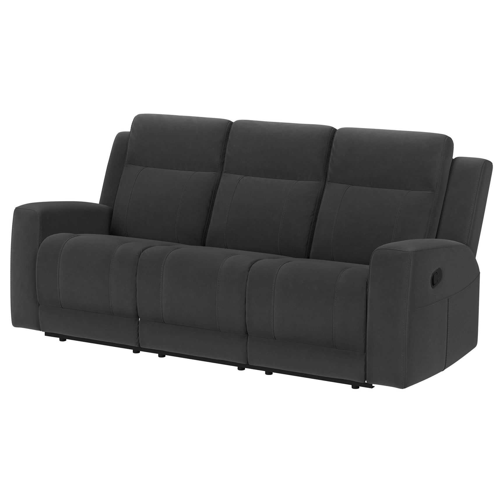 Brentwood Upholstered Motion Reclining Sofa Black 610284 - Ella Furniture