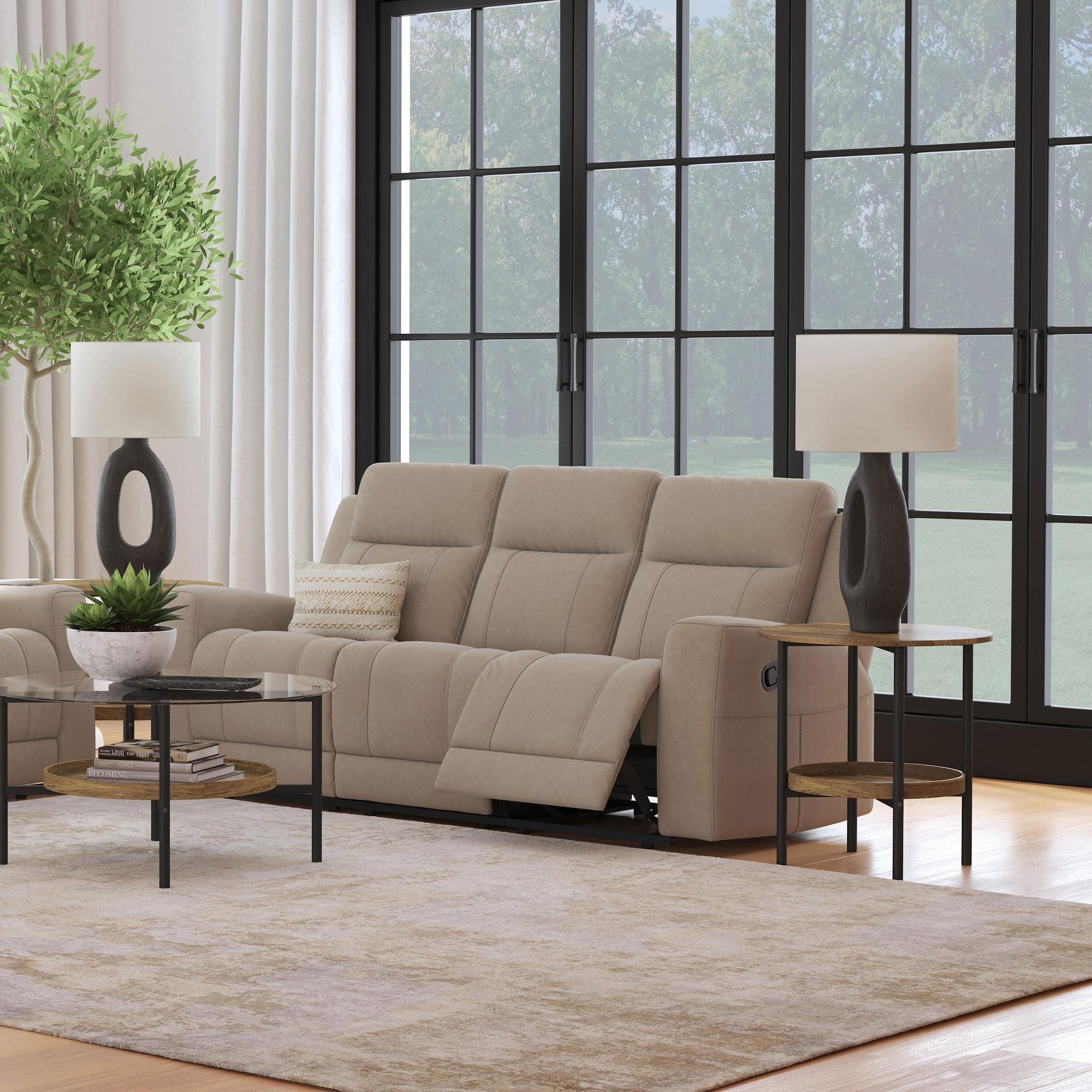 Brentwood Upholstered Motion Reclining Sofa Taupe 610281 - Ella Furniture