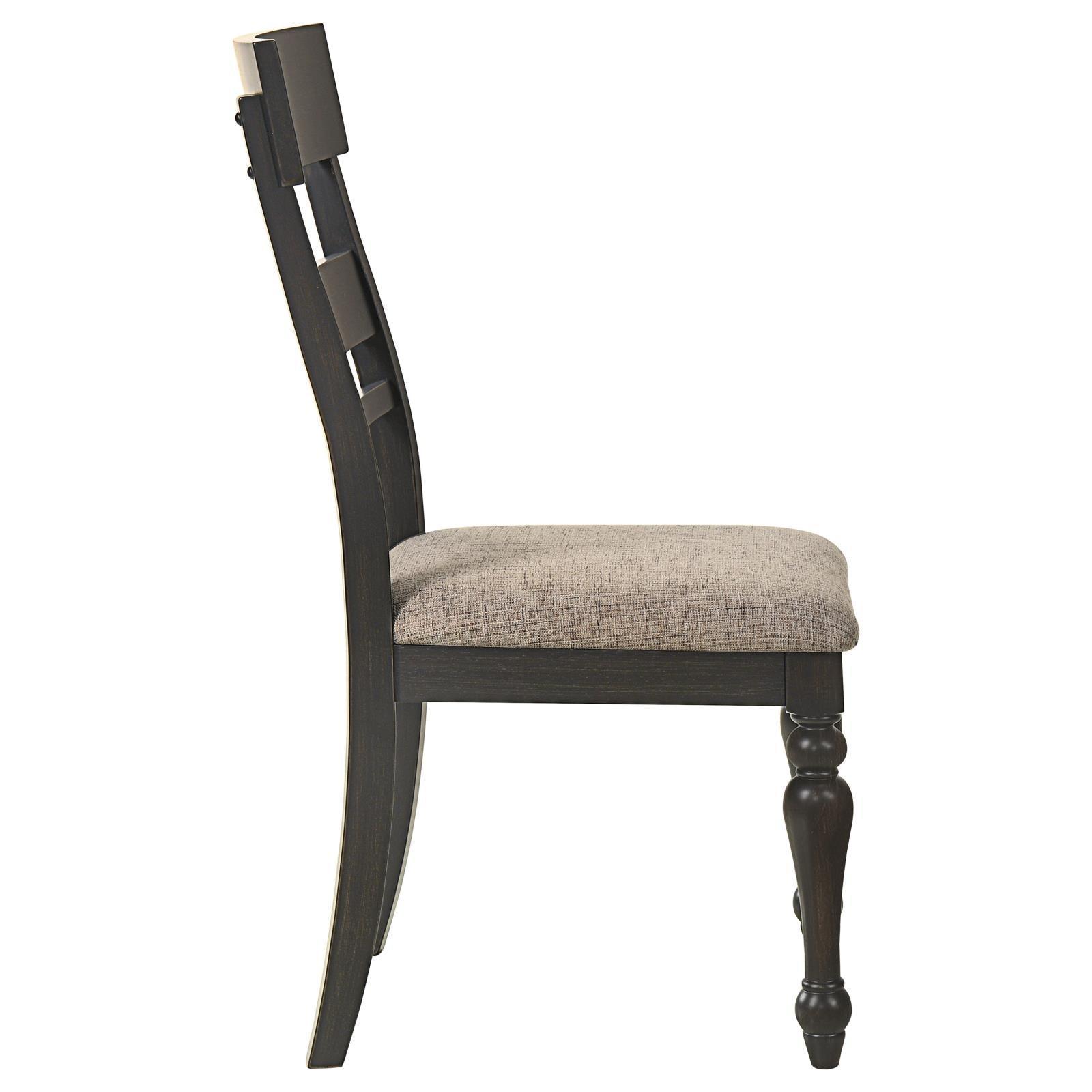 Bridget Ladder Back Dining Side Chair Stone Brown And Charcoal Sandthrough (Set Of 2) 108222 - Ella Furniture