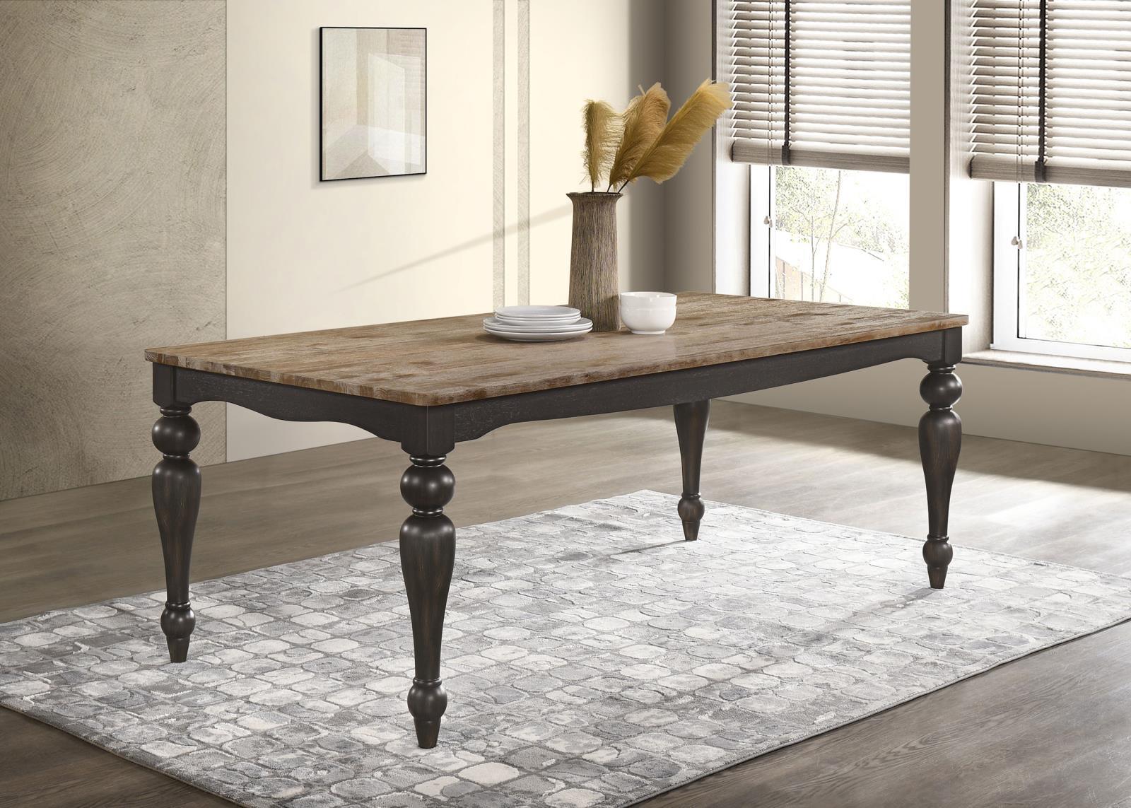 Bridget Rectangular Dining Table Brown Brushed And Charcoal Sandthrough 108221 - Ella Furniture