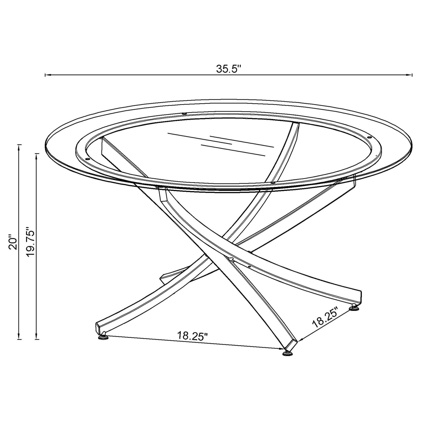 BROOKE Brooke Round Glass Top Coffee Table Metal Base Brass 707888 - Ella Furniture