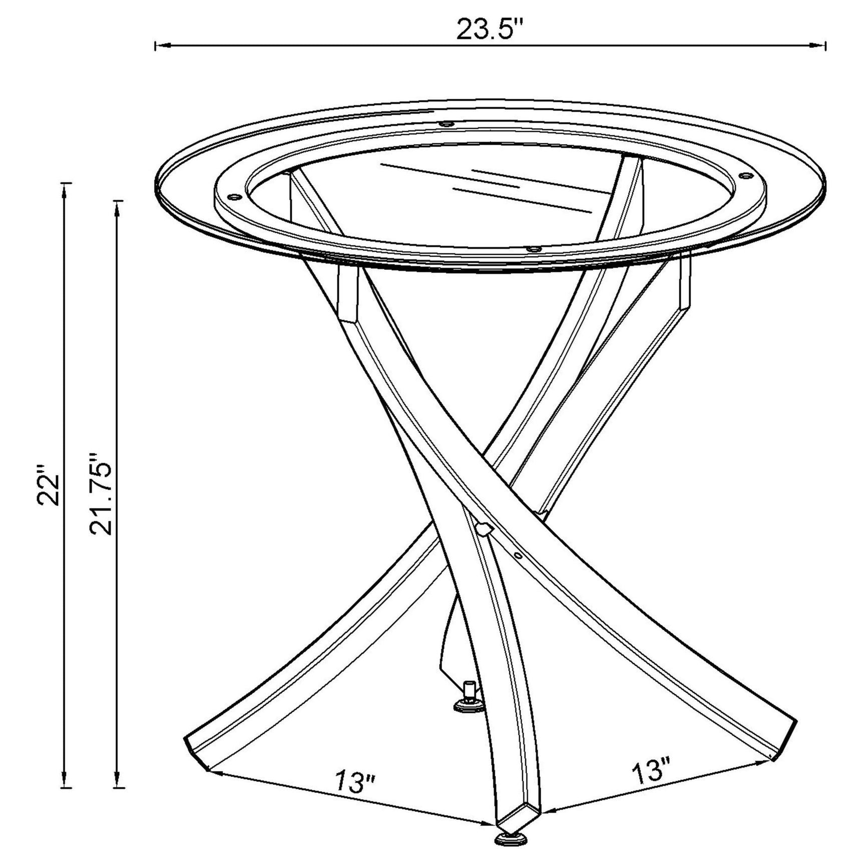 BROOKE Brooke Round Glass Top Side End Table Metal Base Brass 707887 - Ella Furniture