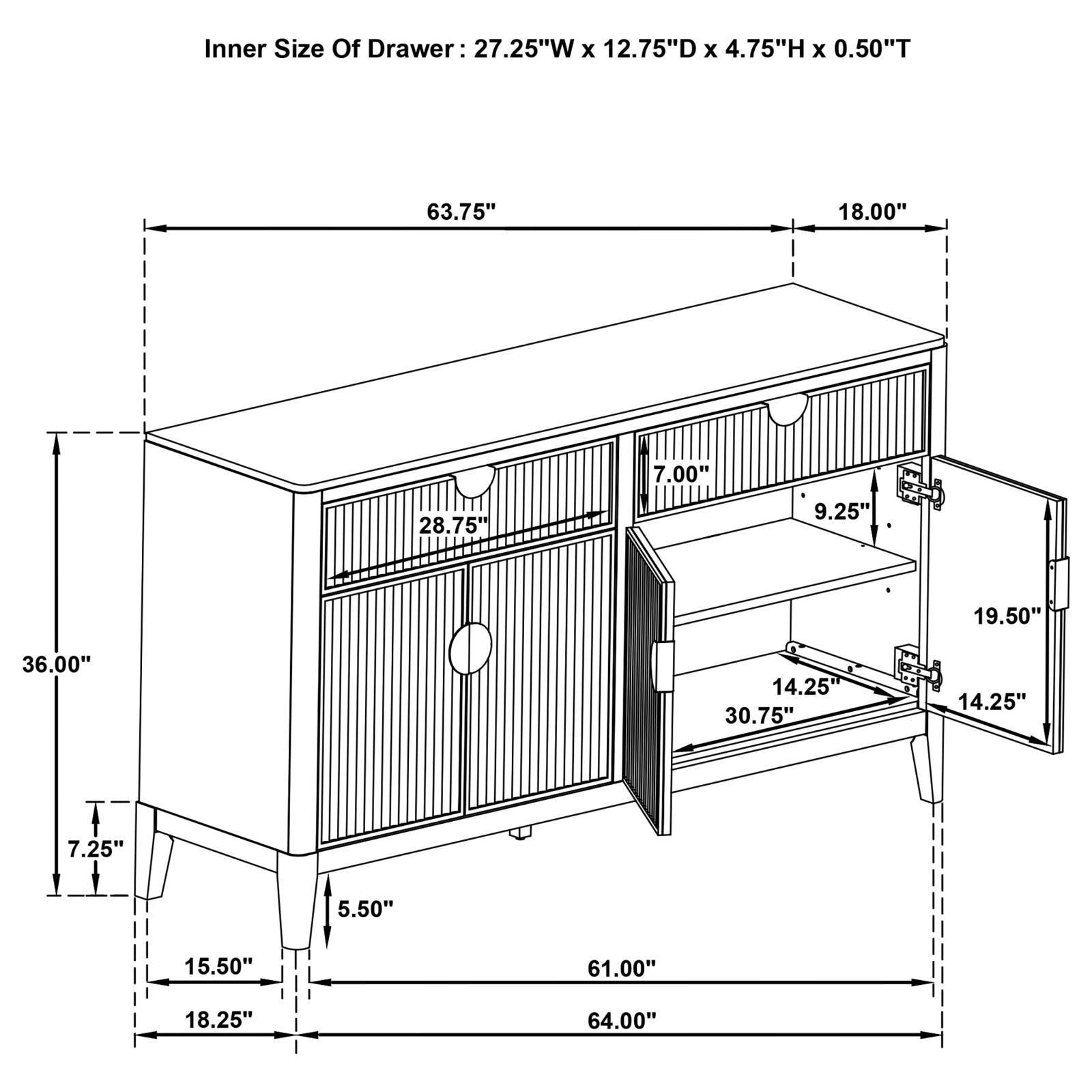 Brookmead 2-Drawer Sideboard Buffet With Storage Cabinet Black 108235 - Ella Furniture