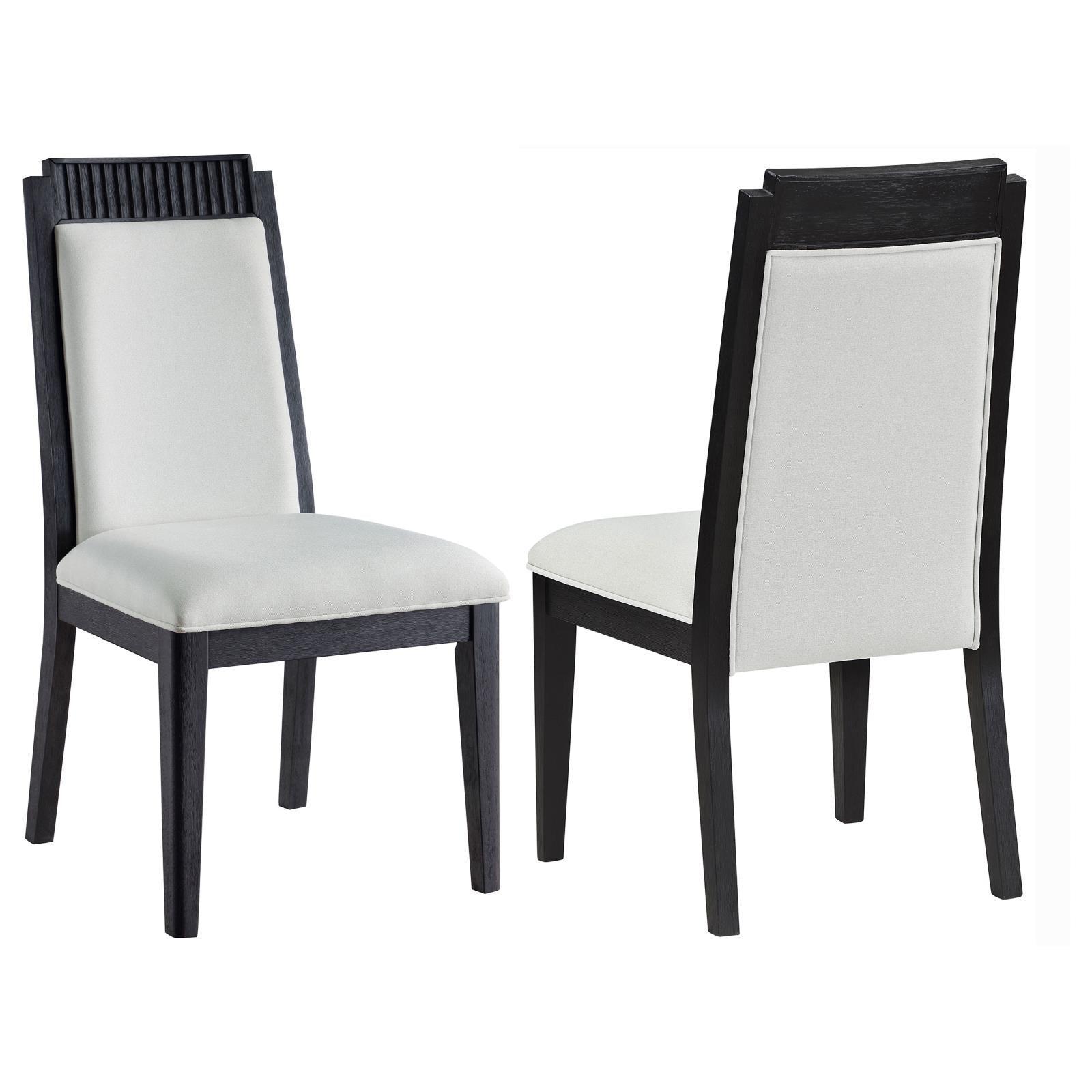 Brookmead Upholstered Dining Side Chair Ivory And Black (Set Of 2) 108232 - Ella Furniture