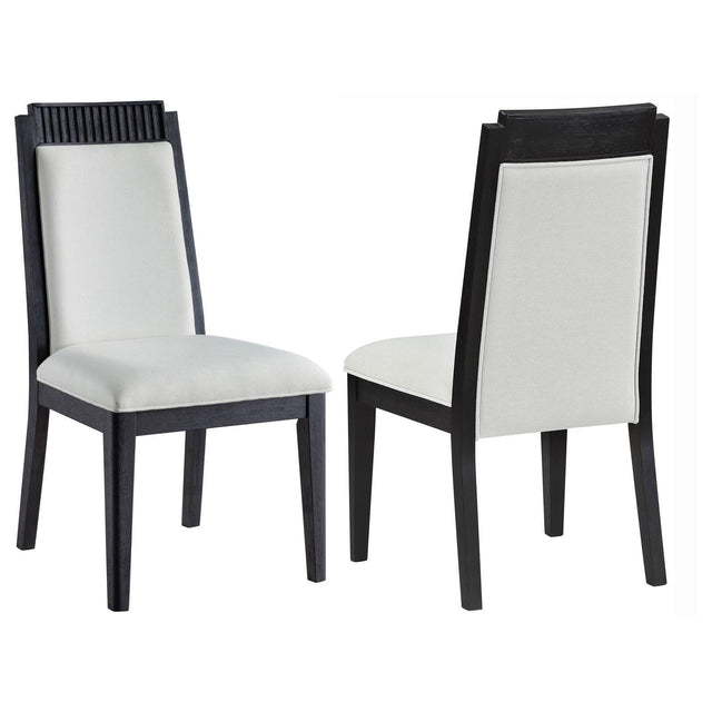 Brookmead Upholstered Dining Side Chair Ivory And Black (Set Of 2) 108232 - Ella Furniture