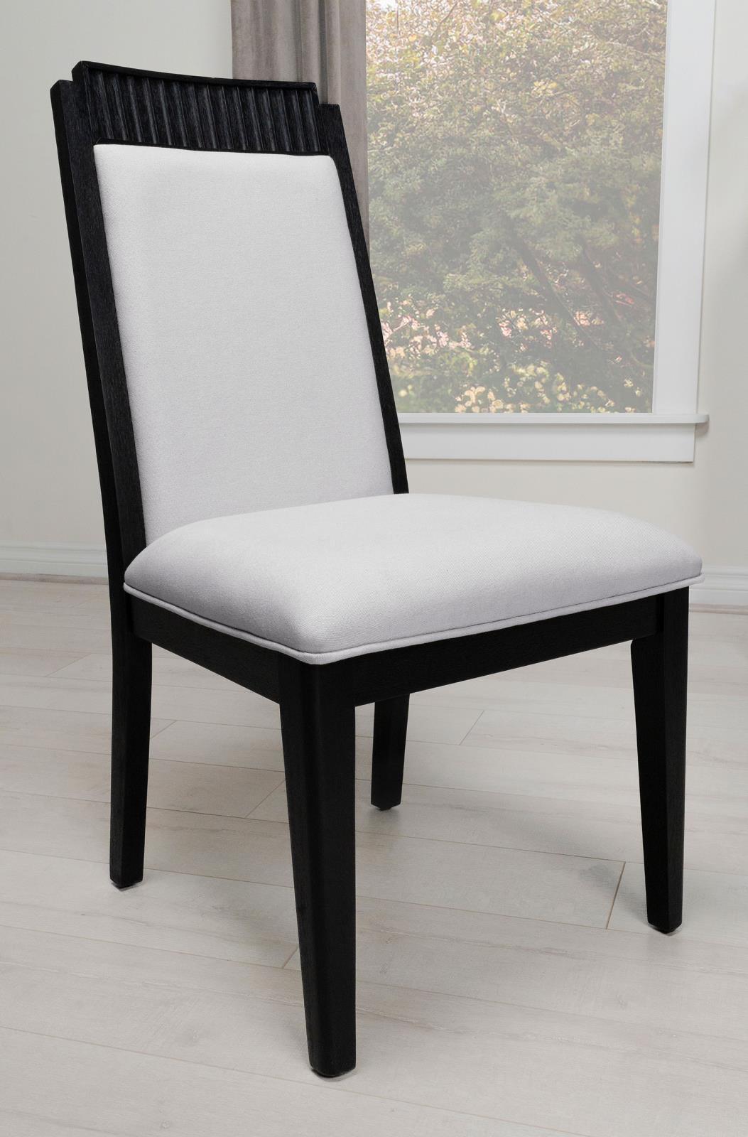 Brookmead Upholstered Dining Side Chair Ivory And Black (Set Of 2) 108232 - Ella Furniture