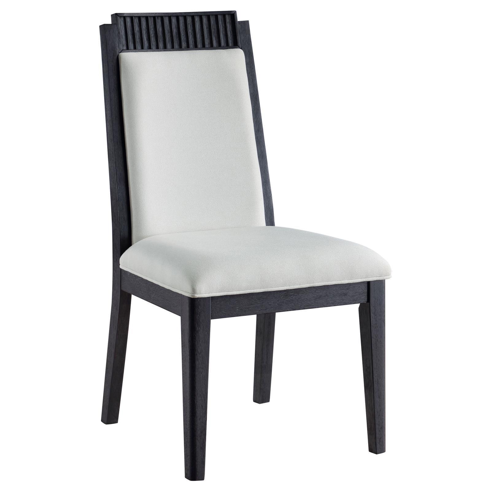 Brookmead Upholstered Dining Side Chair Ivory And Black (Set Of 2) 108232 - Ella Furniture