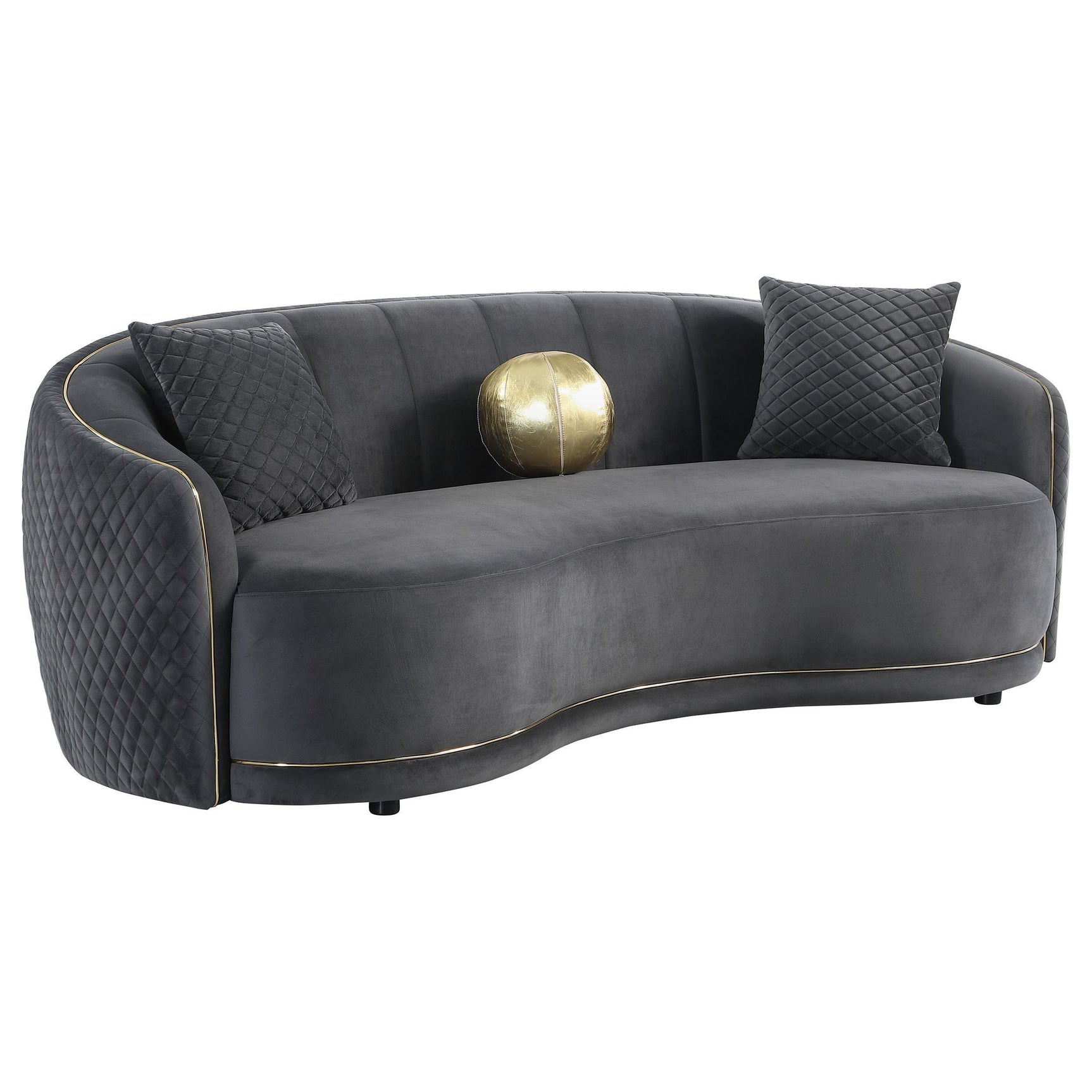 Brookside 2-piece Velvet Upholstered Sofa Set Dark Grey 504844-S2 - Ella Furniture