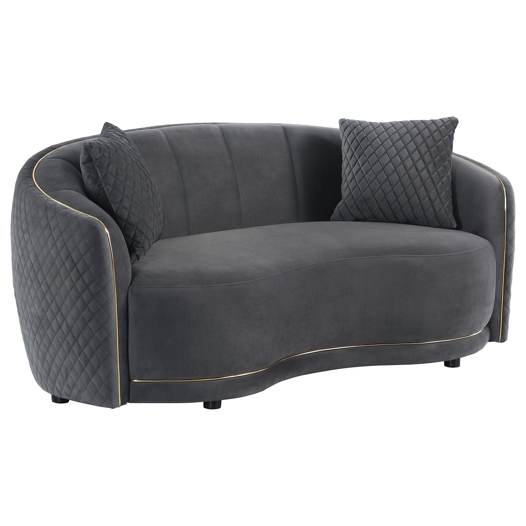 Brookside 2-piece Velvet Upholstered Sofa Set Dark Grey 504844-S2 - Ella Furniture