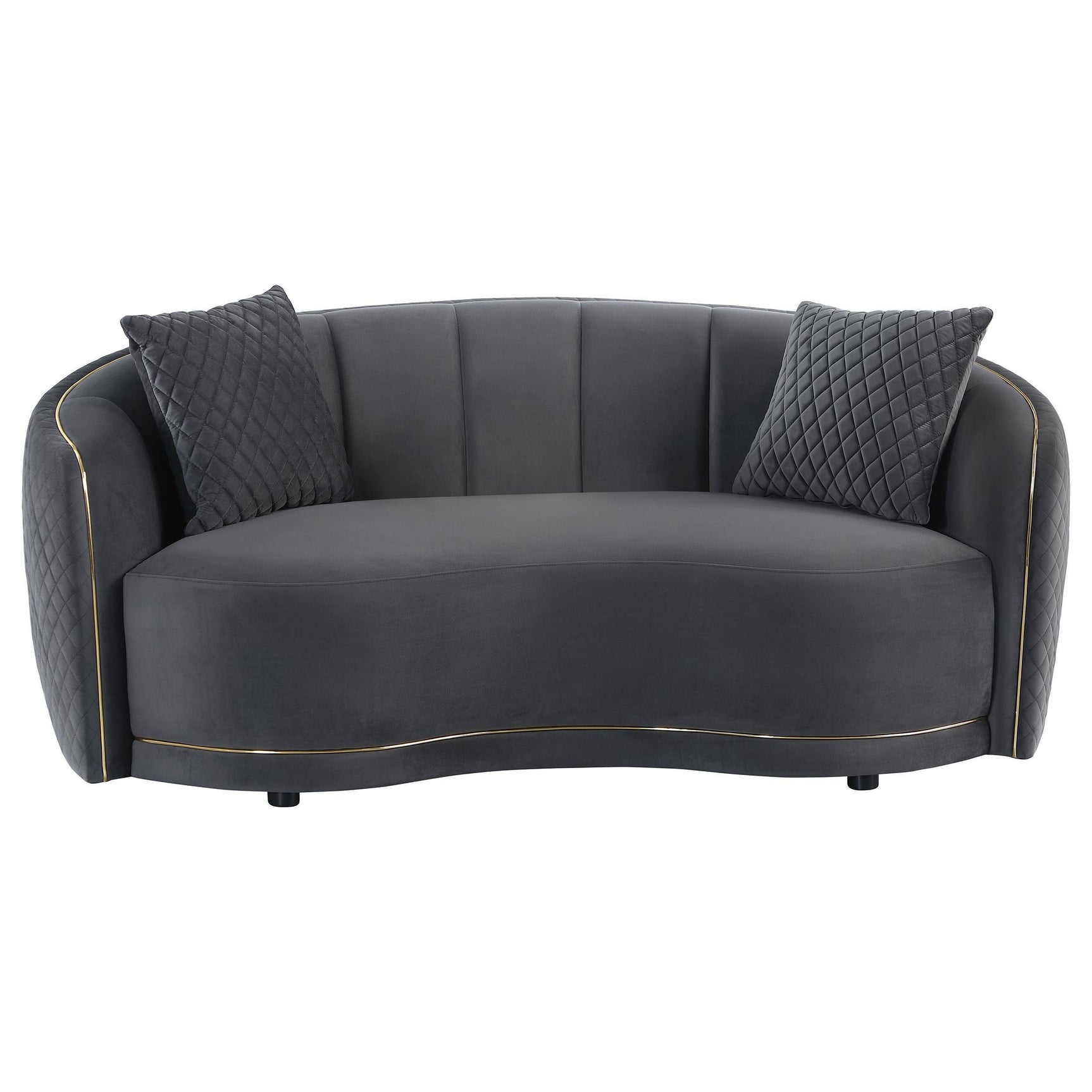 Brookside 2-piece Velvet Upholstered Sofa Set Dark Grey 504844-S2 - Ella Furniture