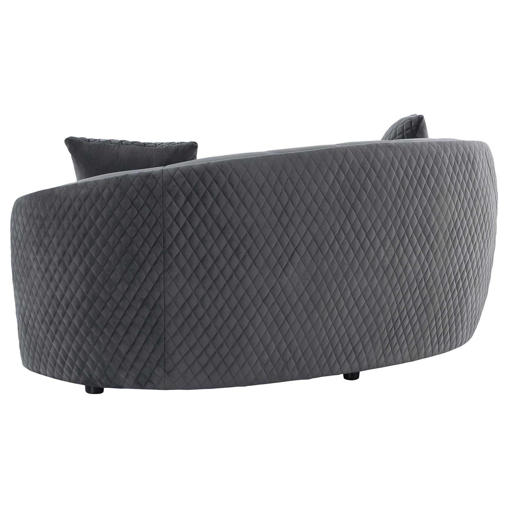 Brookside Velvet Upholstered Curved Loveseat Dark Grey 504845 - Ella Furniture