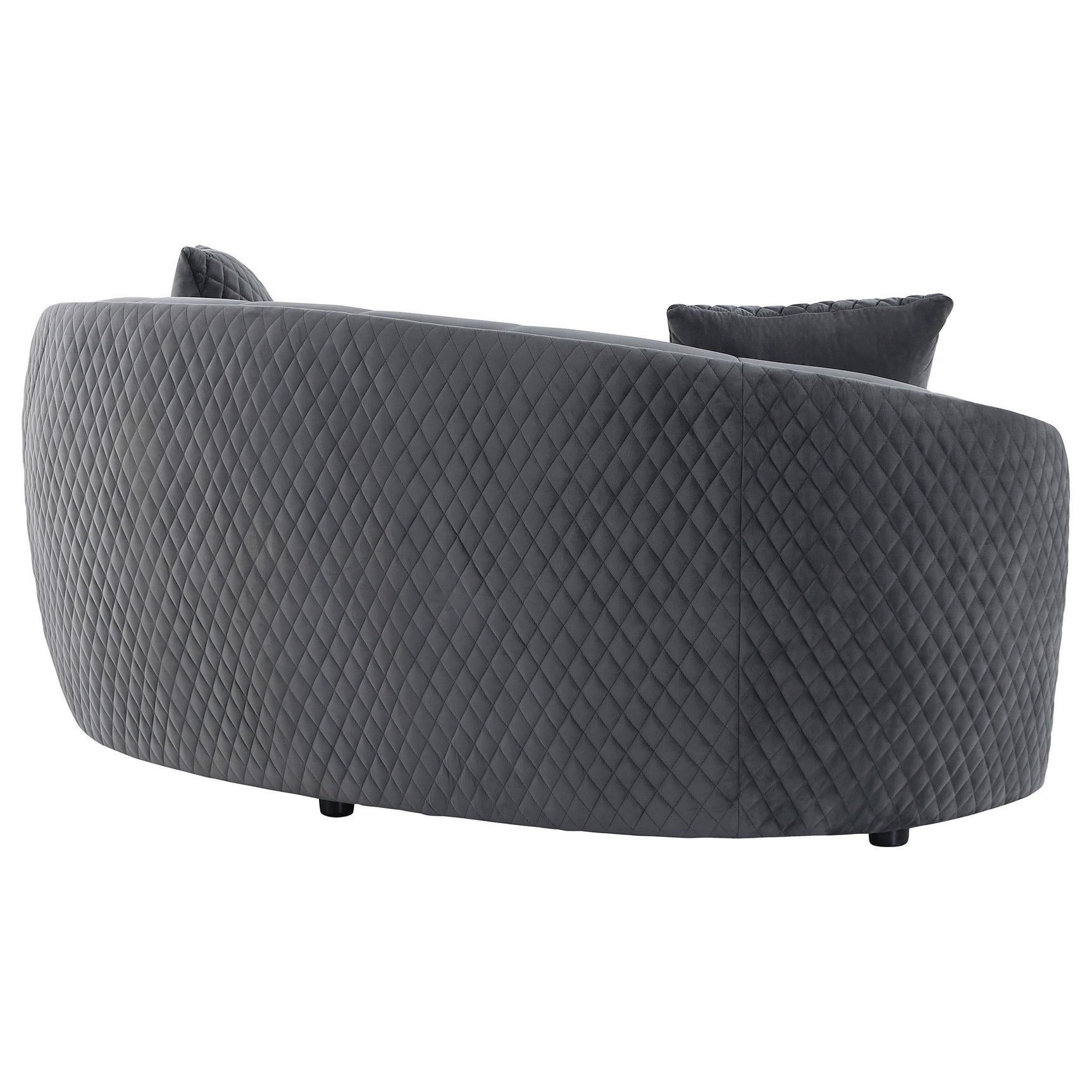 Brookside Velvet Upholstered Curved Loveseat Dark Grey 504845 - Ella Furniture