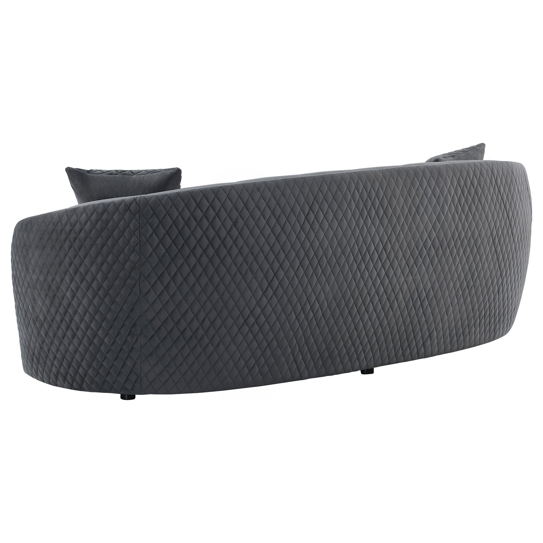 Brookside Velvet Upholstered Curved Sofa Dark Grey 504844 - Ella Furniture