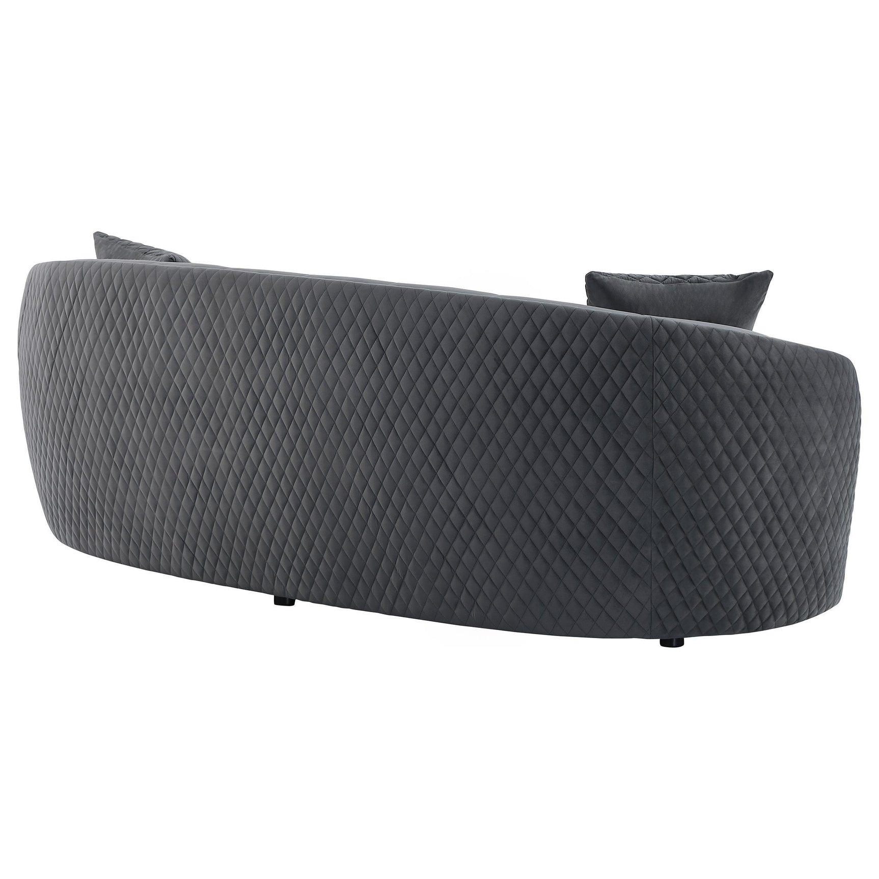 Brookside Velvet Upholstered Curved Sofa Dark Grey 504844 - Ella Furniture