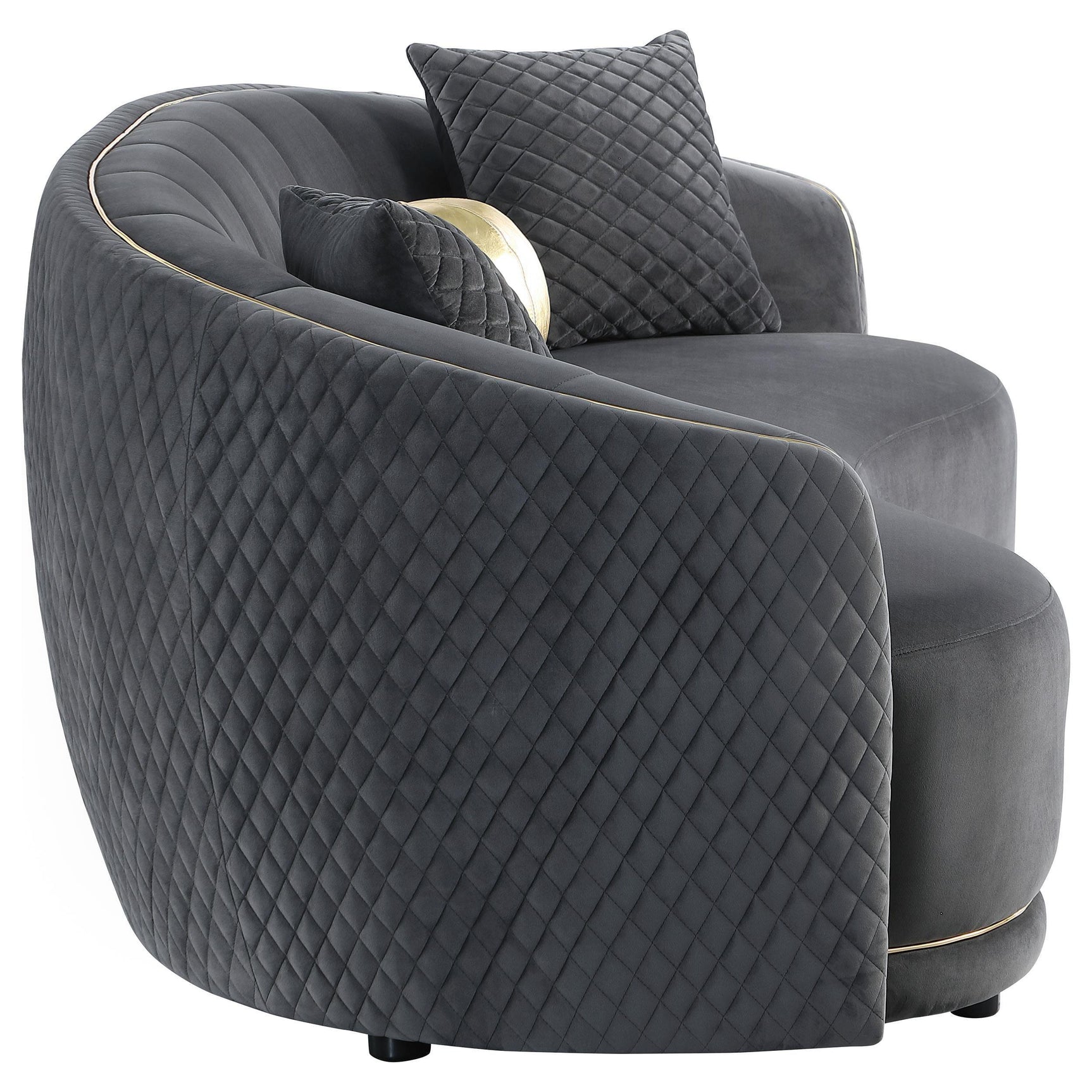 Brookside Velvet Upholstered Curved Sofa Dark Grey 504844 - Ella Furniture