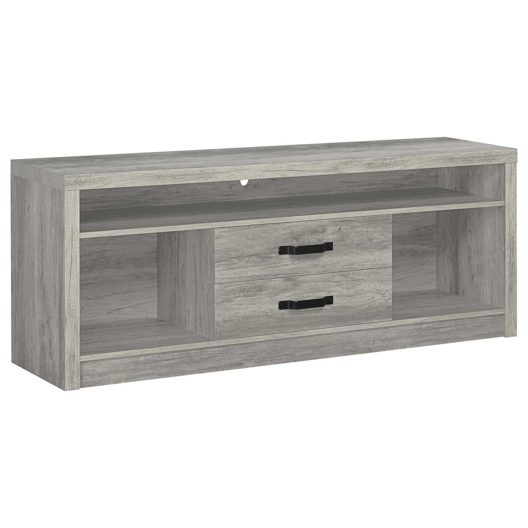 BURKE Burke 3-piece 59" TV Entertainment Center Grey Driftwood 701024-SET - Ella Furniture