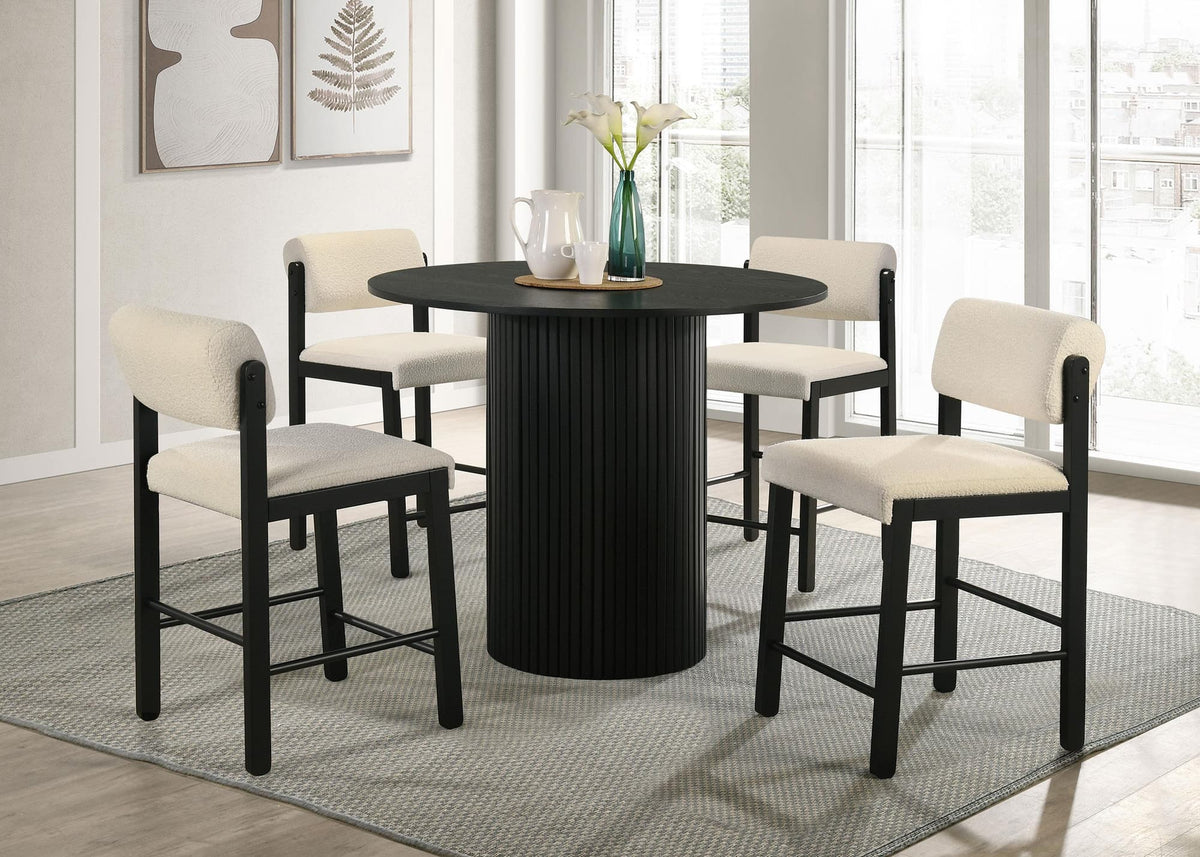 Hamlyn 5-Piece Round Wood Counter Height Dining Set Cream and Black — product view