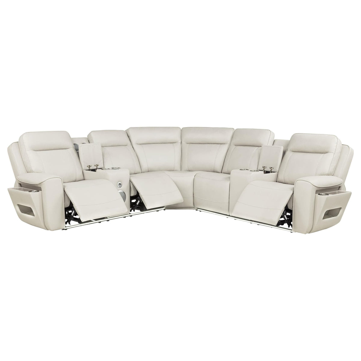 Rojas 3-Piece Dual Power L-Shaped Sectional Sofa with Bluetooth Greige — product image 2