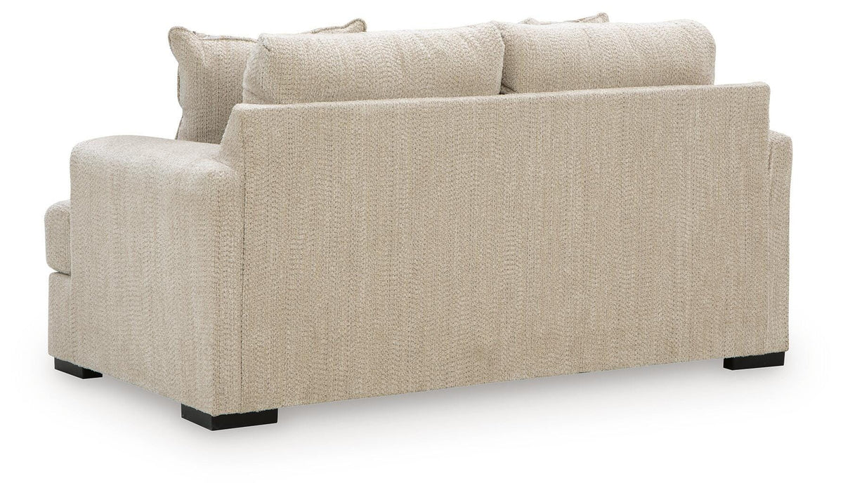Lofwood Oatmeal Chenille Loveseat — back view