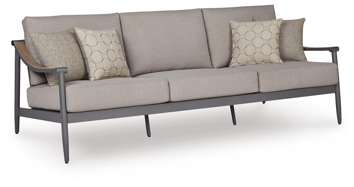 Ocean Gray Outdoor Sofa and Loveseat Set — angled view