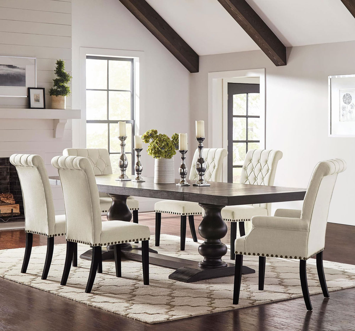 Phelps Ivory Rectangular Dining Room Set with Table and 4 Side Chairs — product image 2