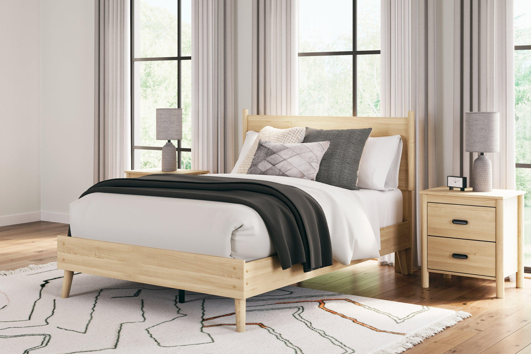 Cabinella Tan Full Platform Panel Bed - Ella Furniture