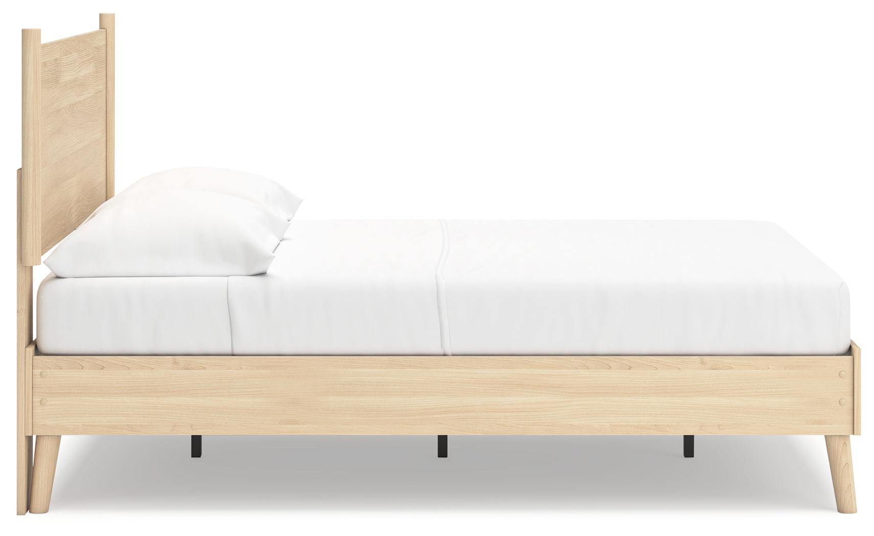 Cabinella Tan Full Platform Panel Bed - Ella Furniture