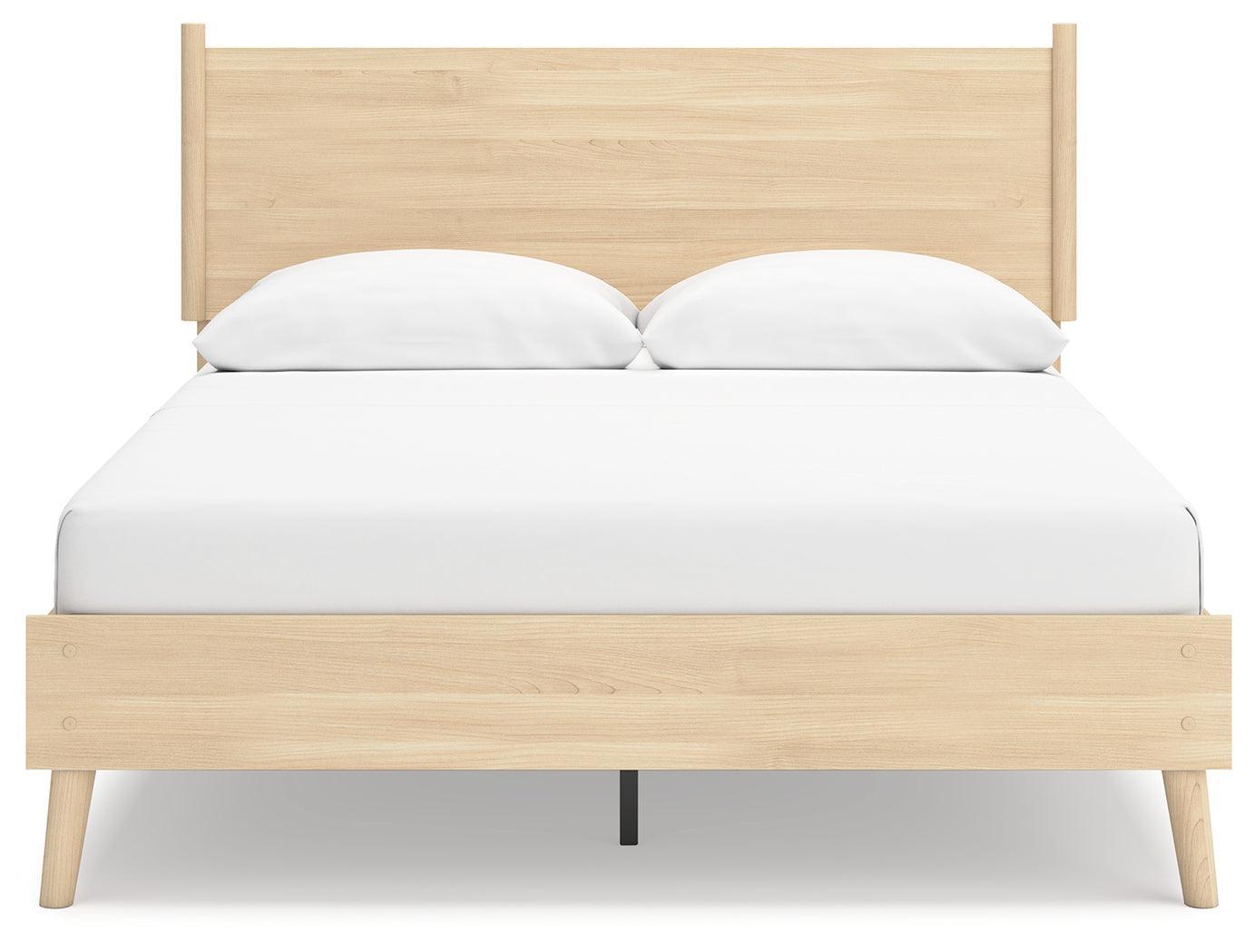 Cabinella Tan Queen Platform Panel Bed - Ella Furniture