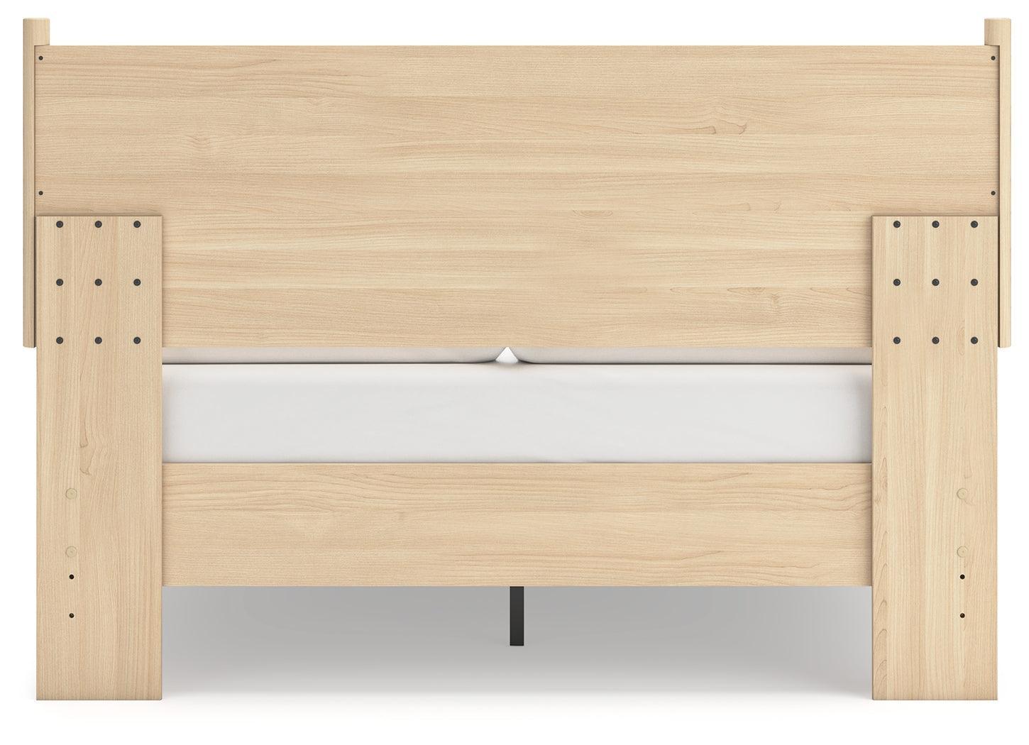 Cabinella Tan Queen Platform Panel Bed - Ella Furniture