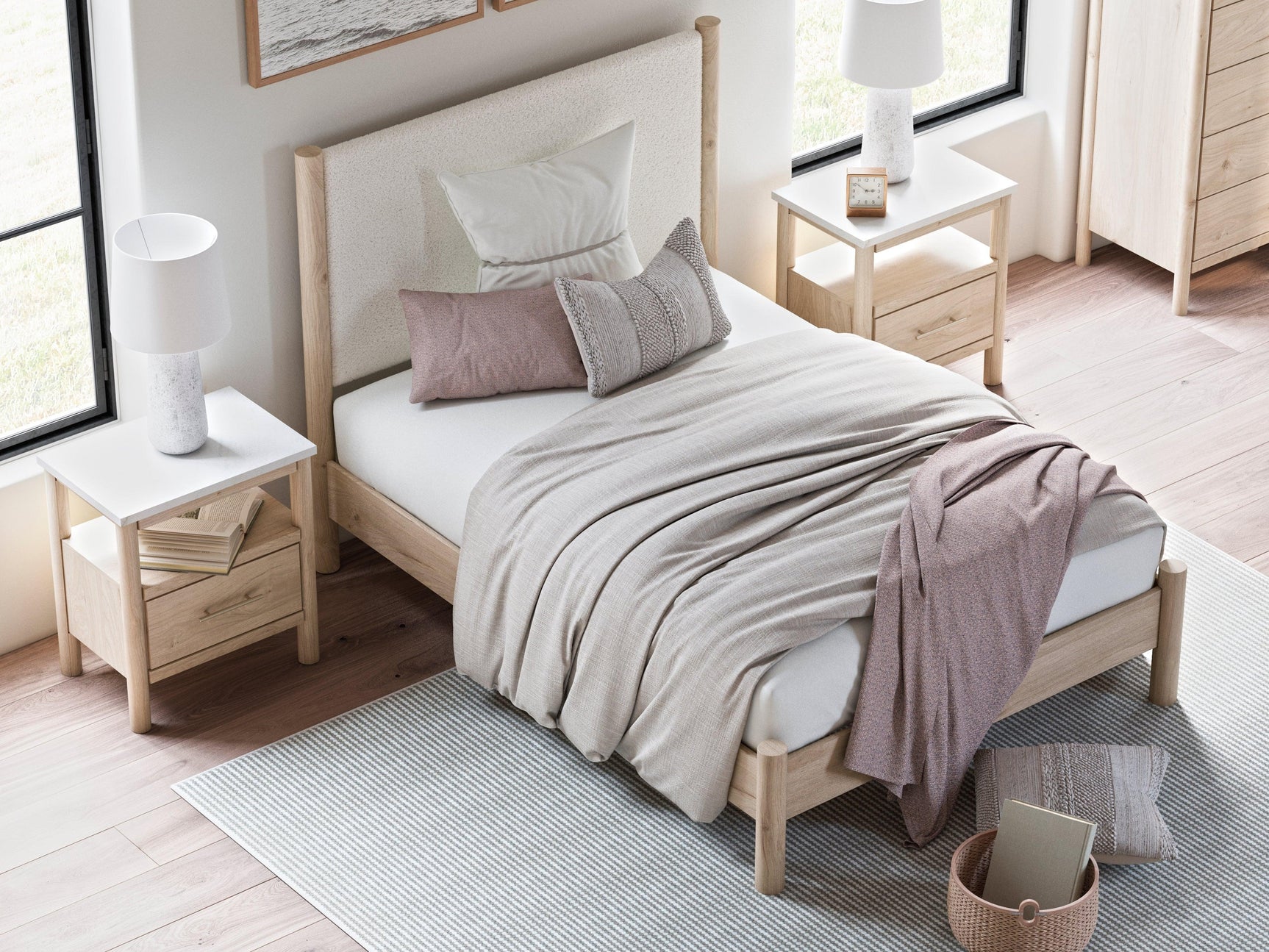 Cadmori Two-tone Full Upholstered Panel Bed - Ella Furniture