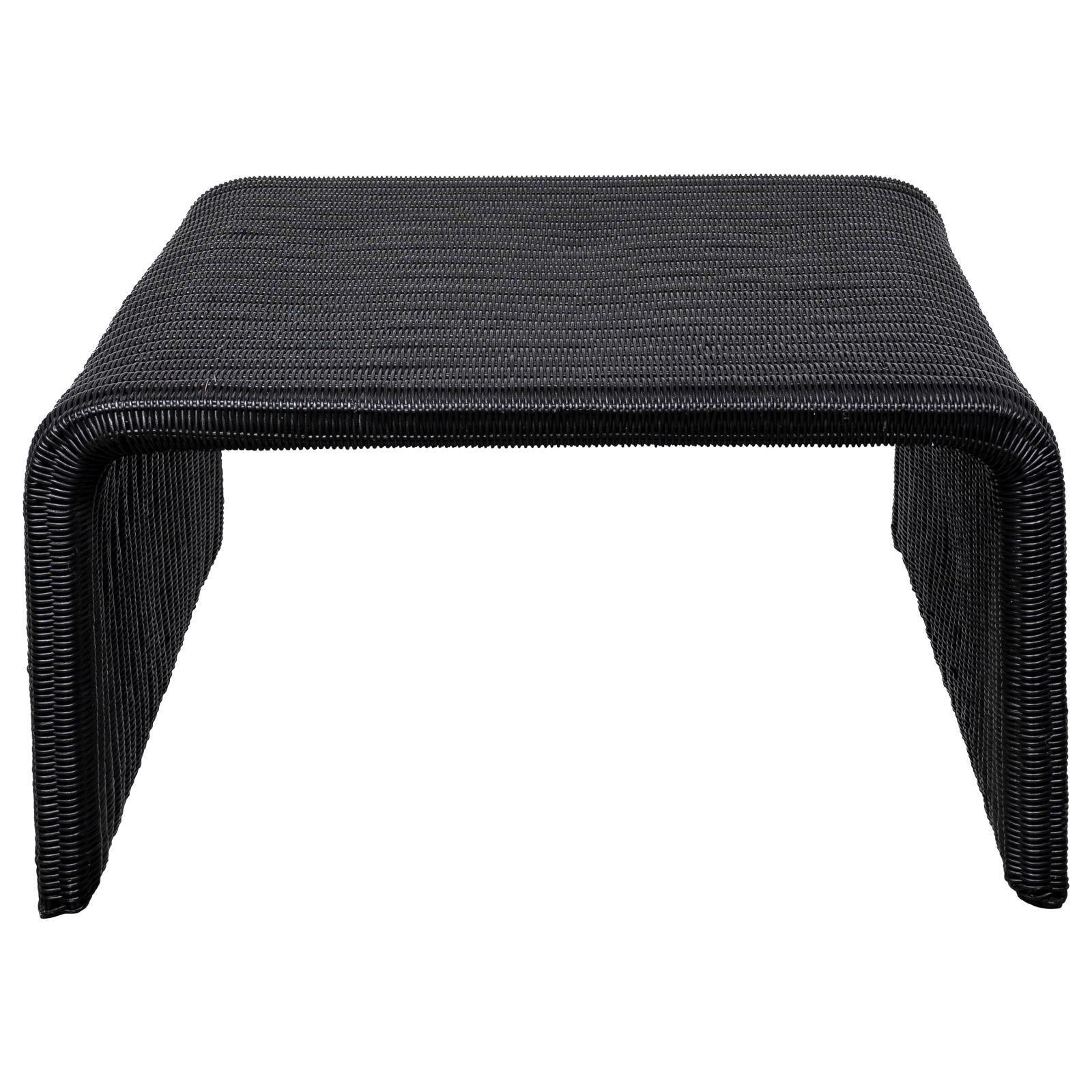 Cahya Woven Rattan Sqaure Coffee Table Black 708518 - Ella Furniture