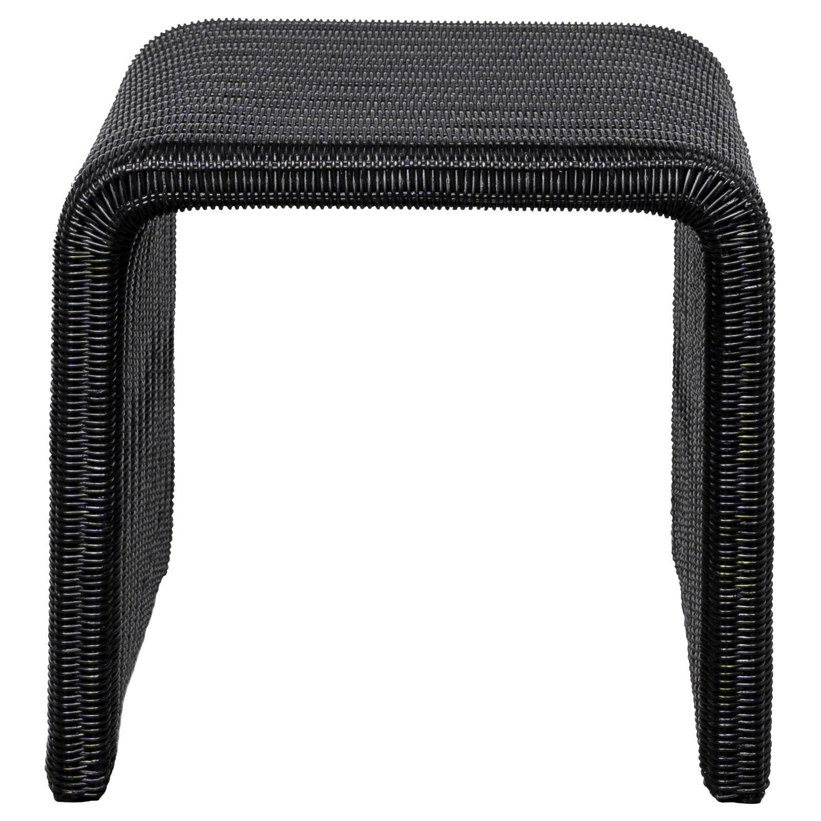 Cahya Woven Rattan Sqaure End Table Black 708517 - Ella Furniture