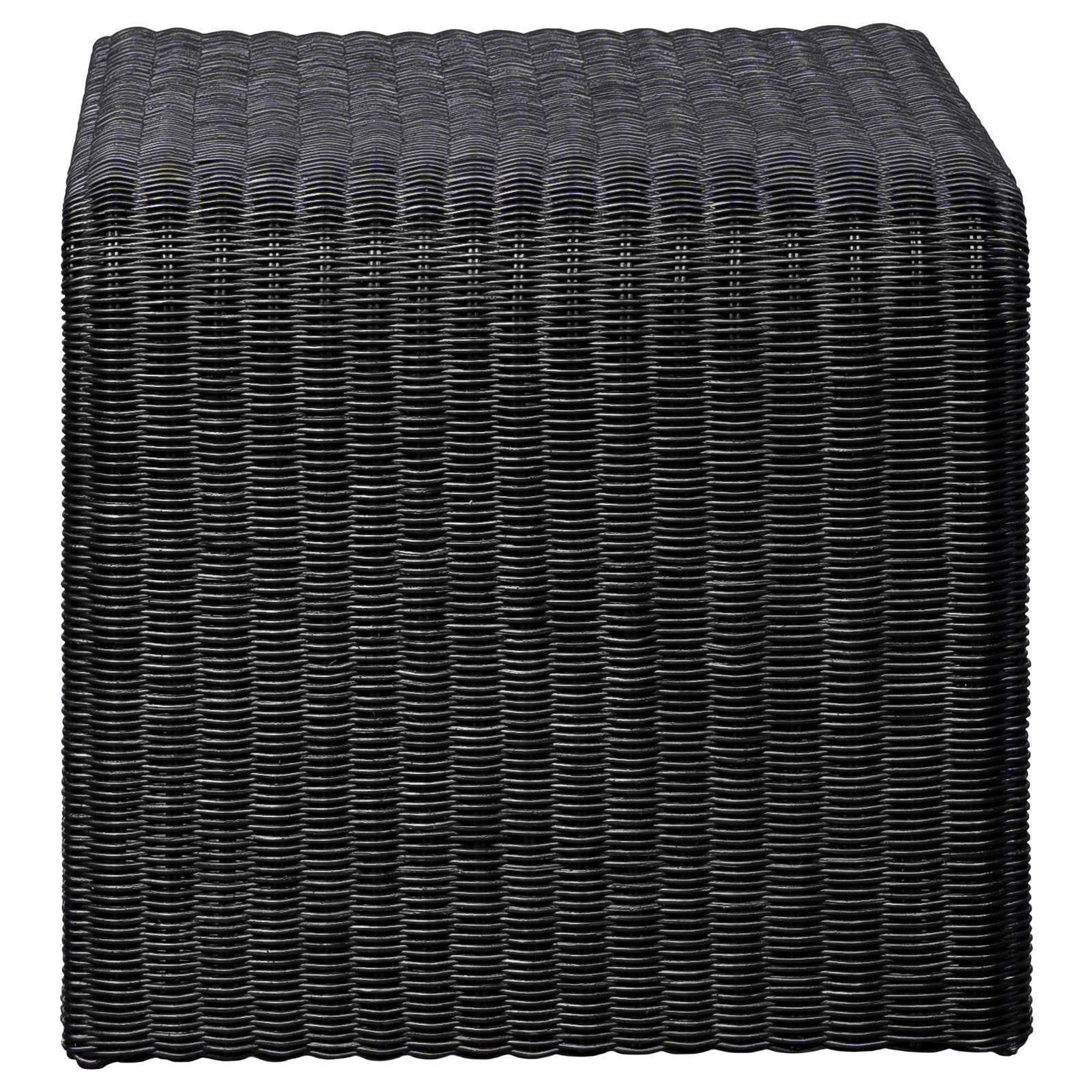 Cahya Woven Rattan Sqaure End Table Black 708517 - Ella Furniture