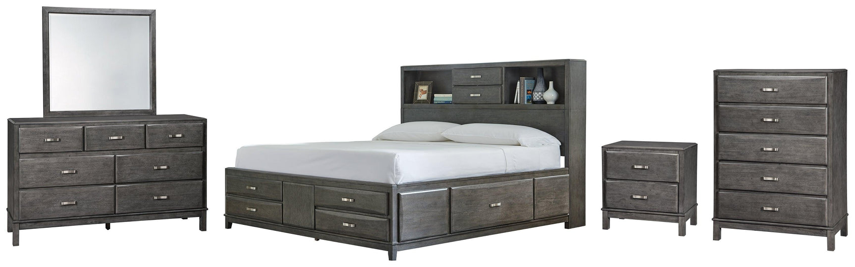 Caitbrook Gray 7 Storage Bedroom Set - Ella Furniture