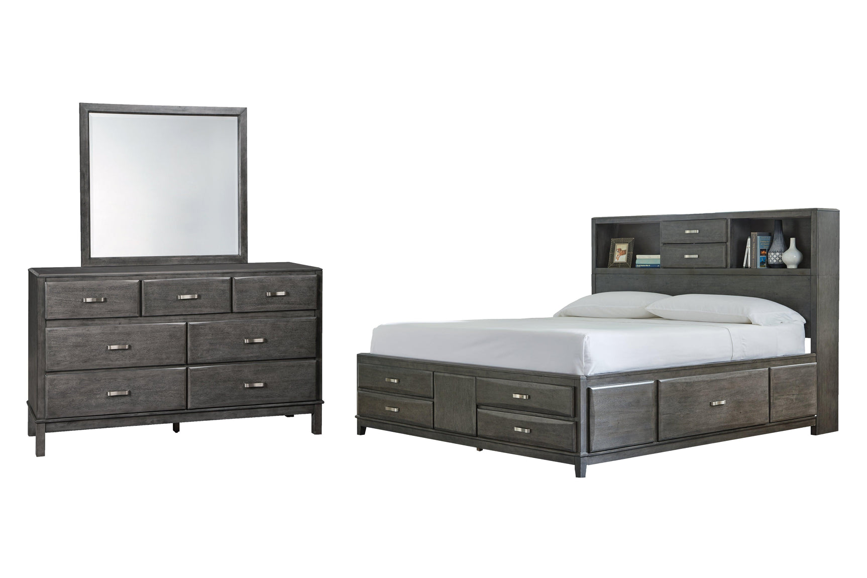 Caitbrook Gray 8 Storage Bedroom Set - Ella Furniture
