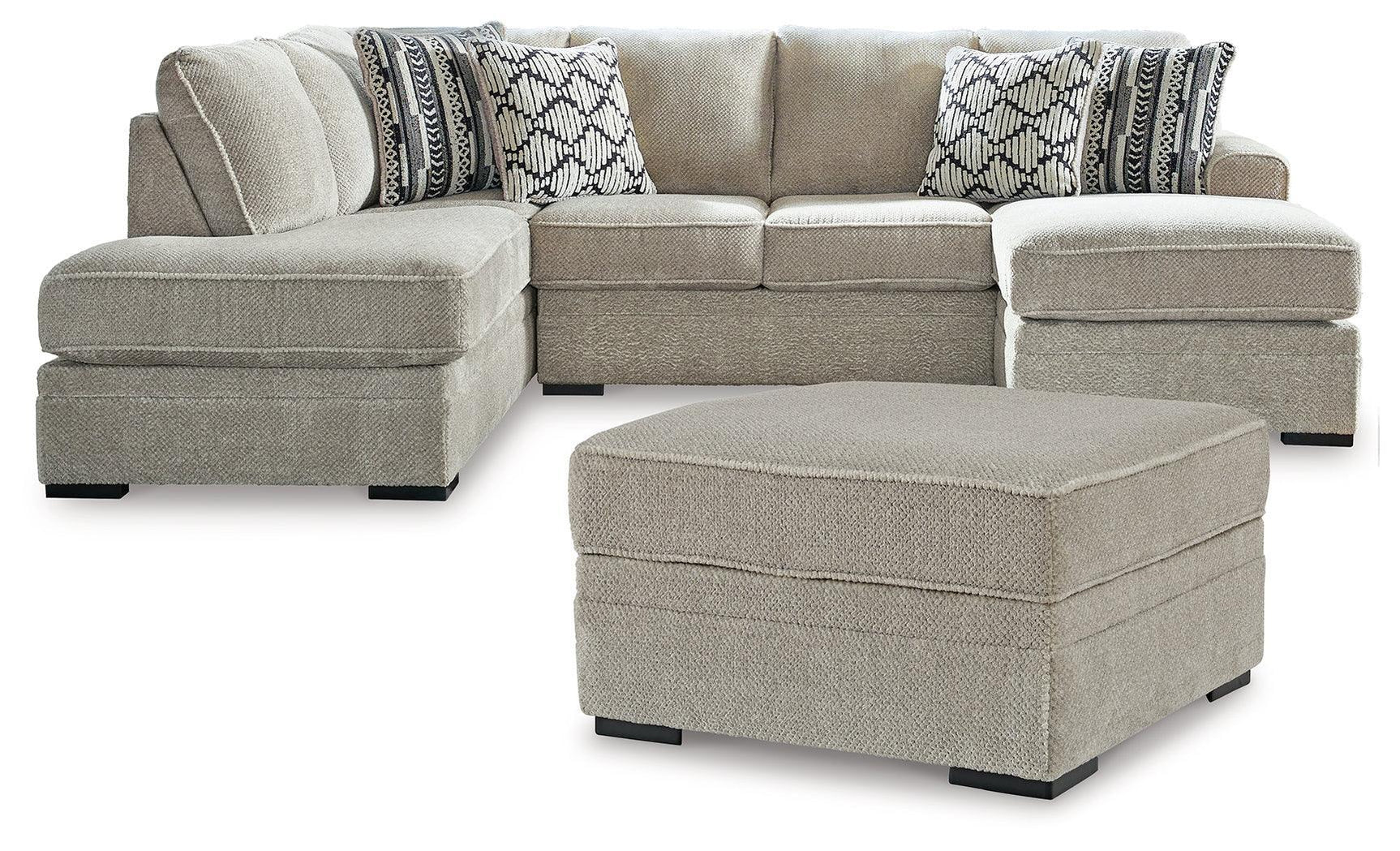 Calnita Sisal 2-Piece Sectional With Ottoman - Ella Furniture