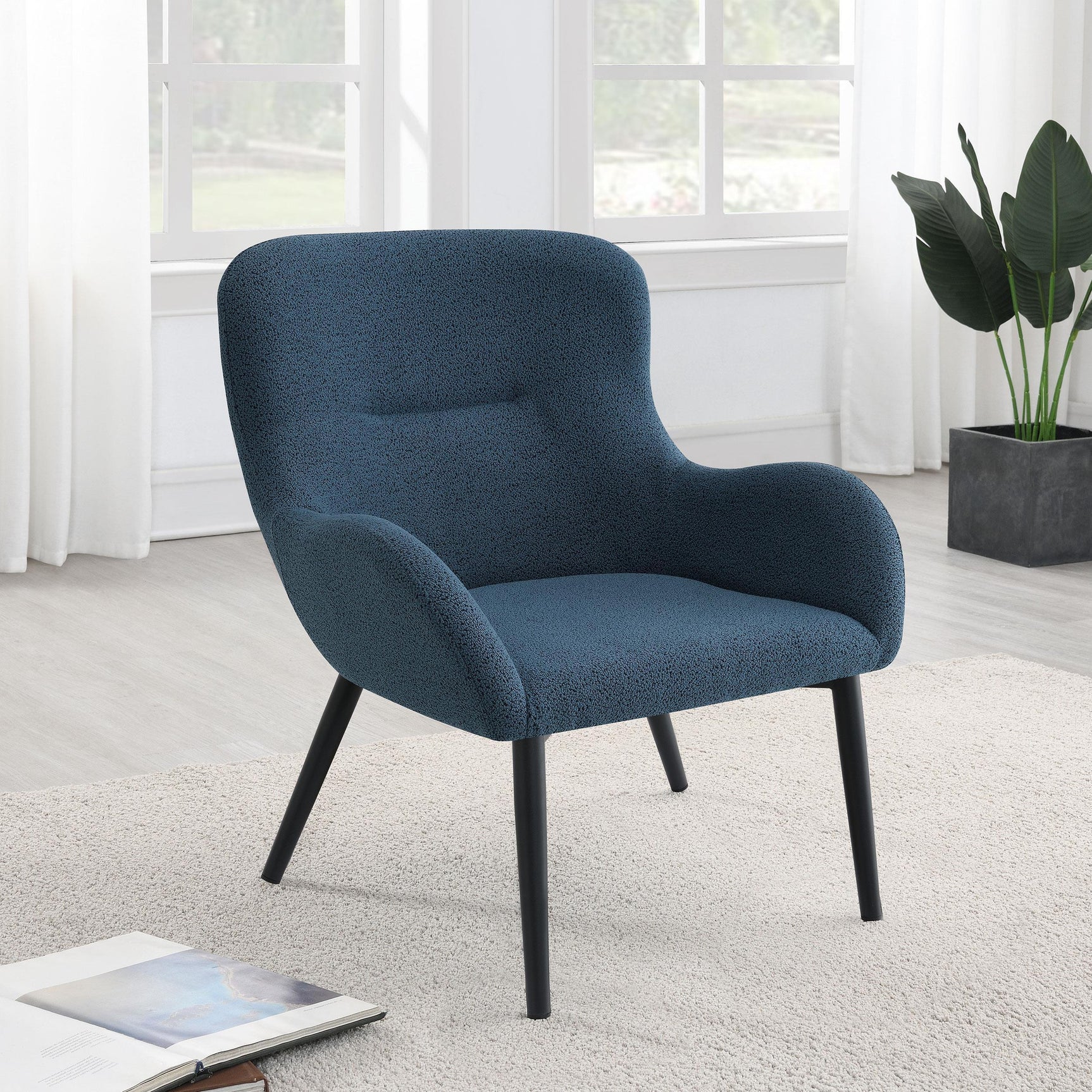 CALVIN Calvin Upholstered Modern Arm Accent Chair Aegean Blue 902472 - Ella Furniture