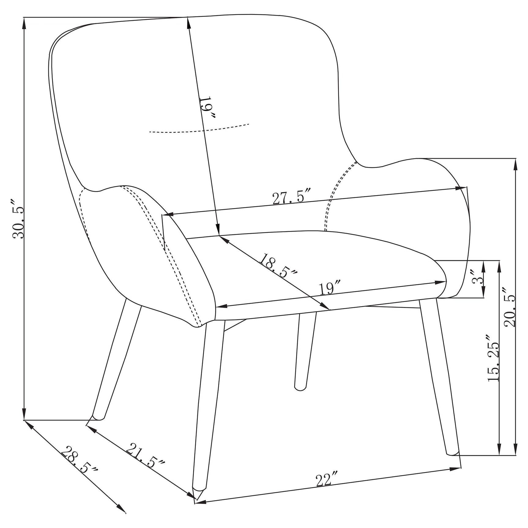 CALVIN Calvin Upholstered Modern Arm Accent Chair Rust 902471 - Ella Furniture